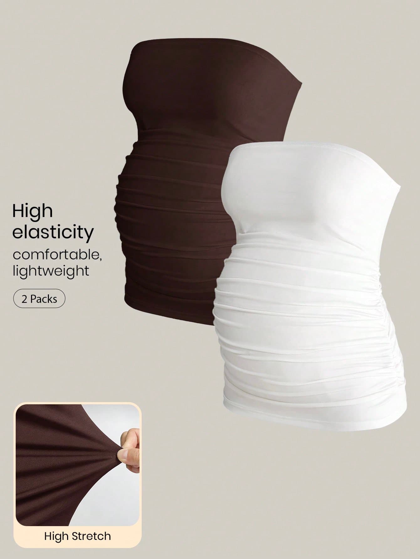 Modmama Maternity Summer Casual Versatile Solid Color Bandeau Top White
