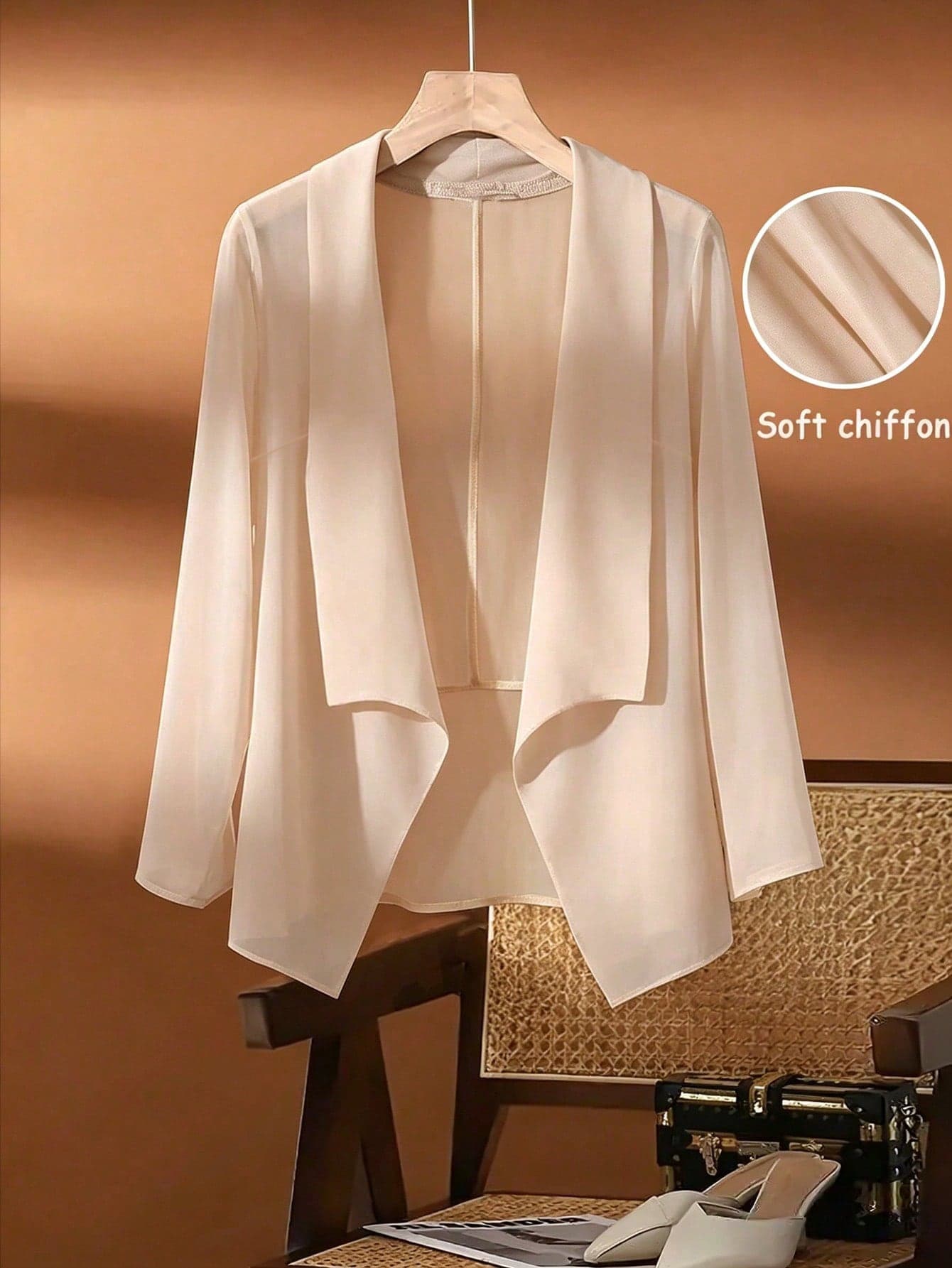 GlowEve CURVE Plus Size Women's Elegant Casual Floral Mesh Chiffon Breathable Mash Cardiganp Summer Tops Holiday Festa Junina Business Going Out Top Social Blouse