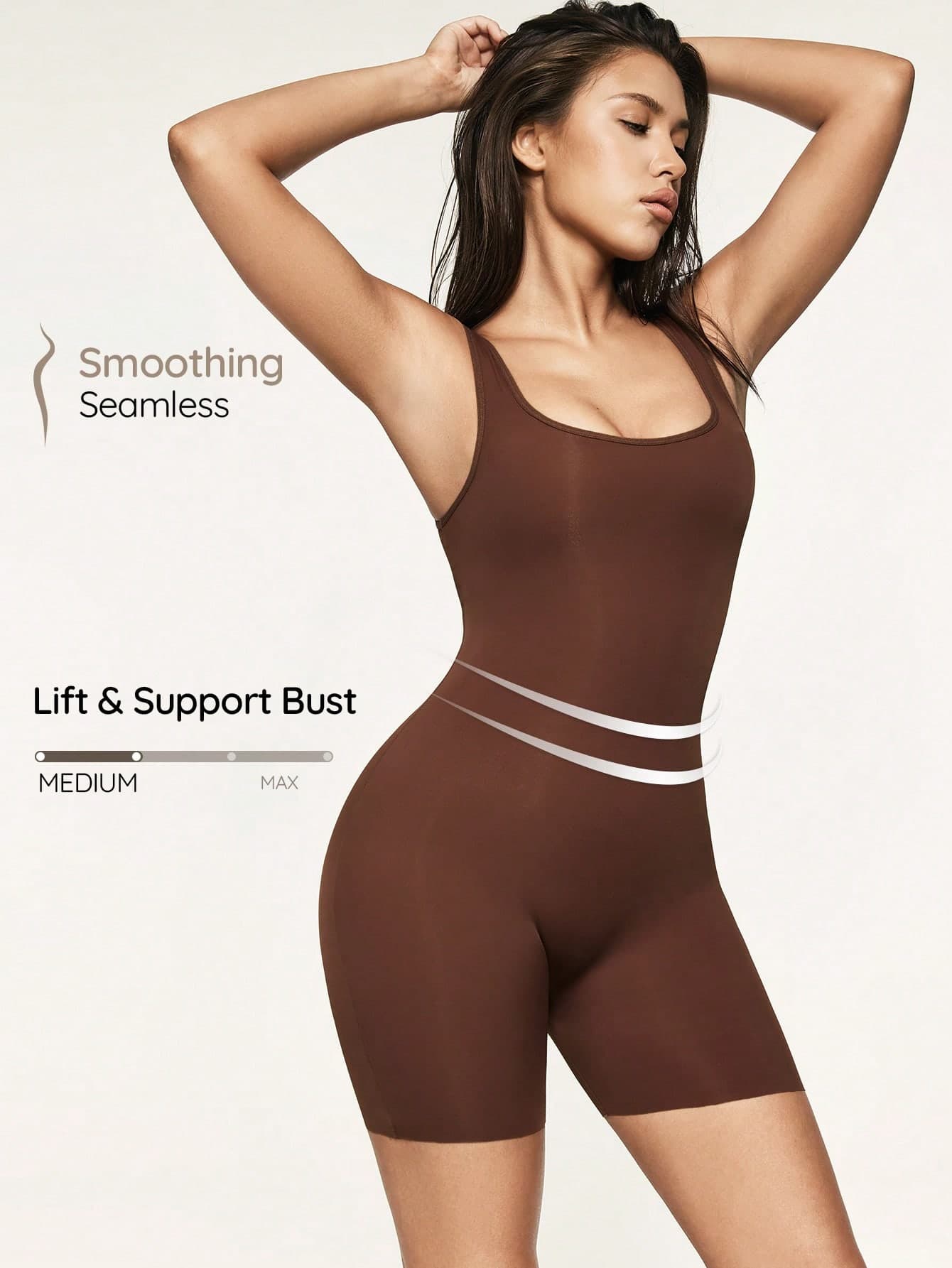 SHAPORA Women's Solid Color Minimalist Bodysuit For Daily Wear