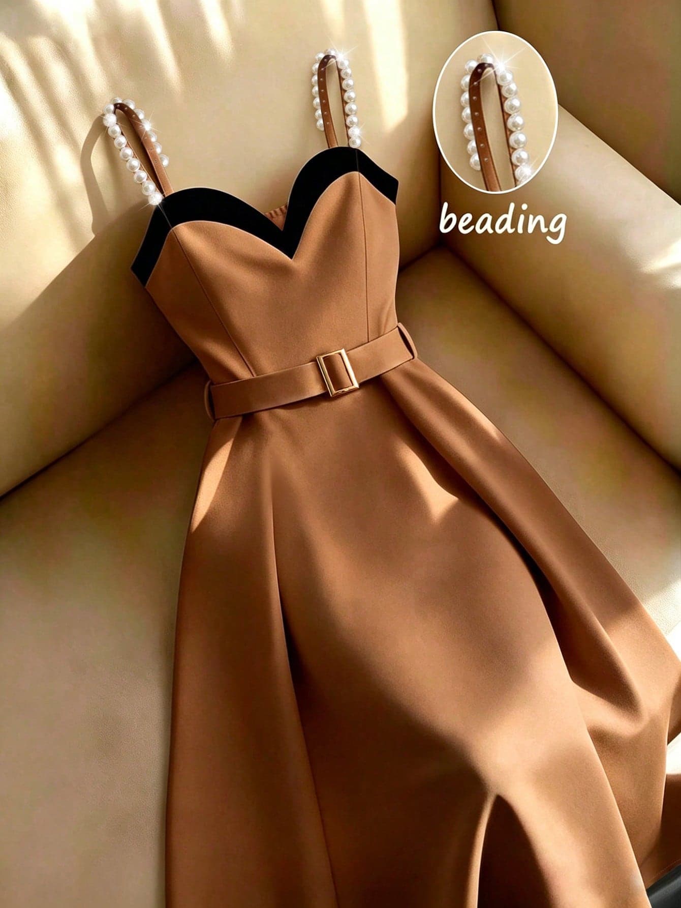 Franclia Sexy Commuter Black And White Color Block Waist-Cinching Minimalist Fashionable Cinched Waist Casual Banquet Vacation Women's Dress