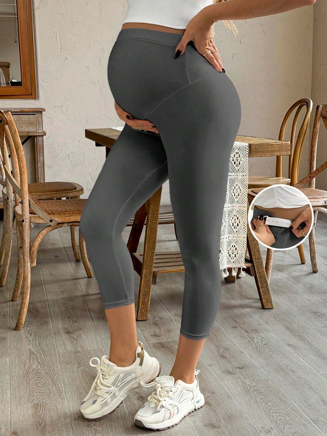 SHEIN Maternity Leggings, Nursing Mom Tight Pants, High Elastic Opaque Yoga Sports Belly Support Trousers, Suitable For Spring, Summer