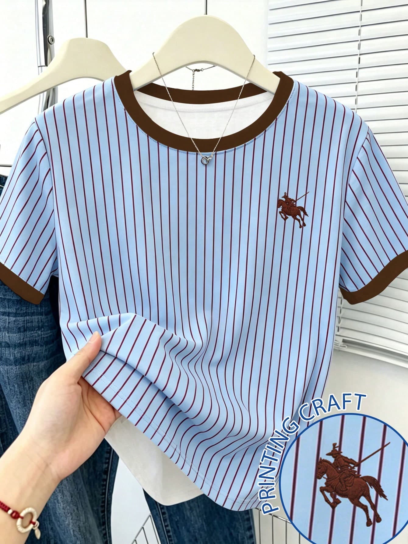 Resyla Women's Color Block Striped Round Neck Short Sleeve T-Shirt