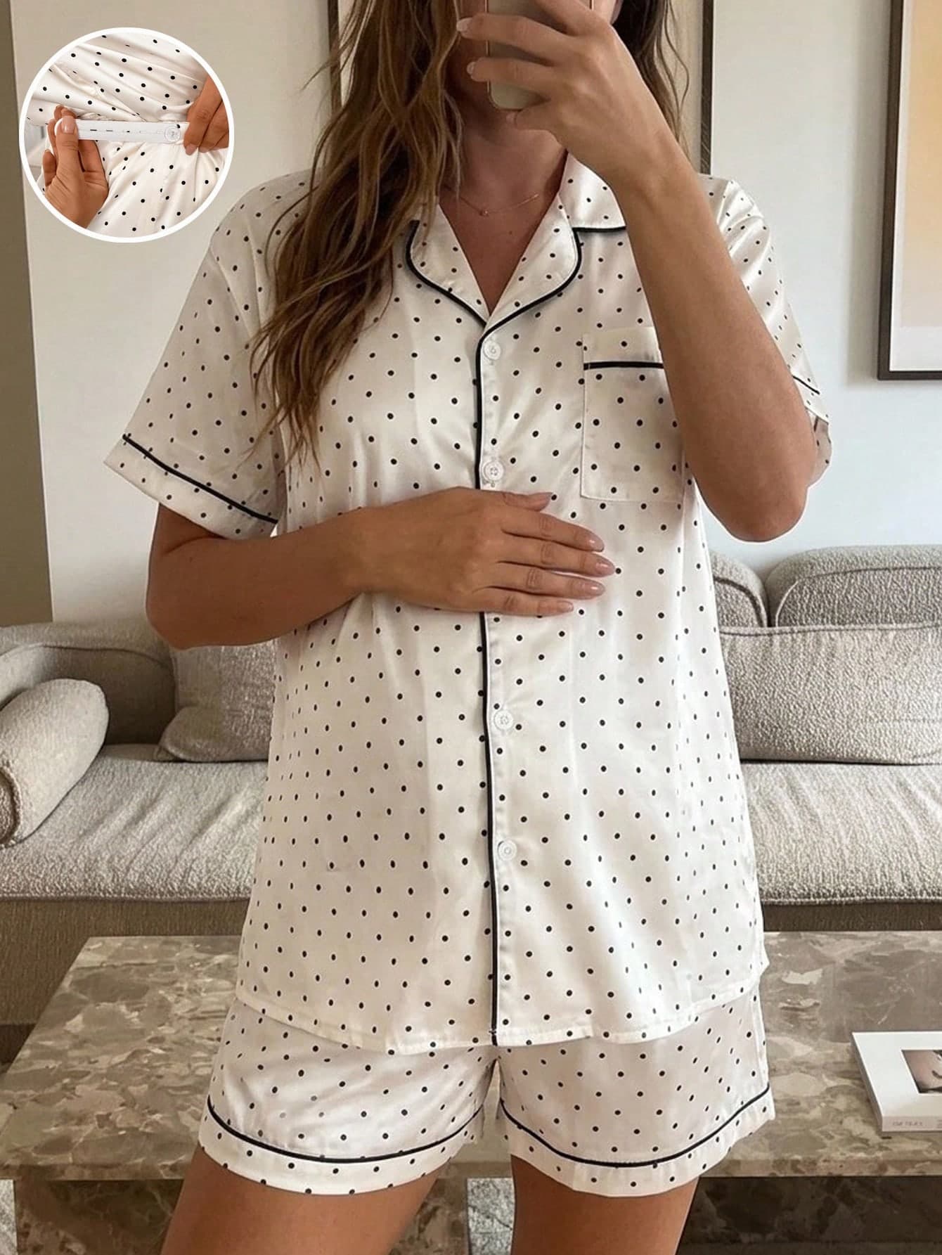 Slowluna 2pcs Maternity Comfortable White Print Shirt Shorts Set Gender Reveal Photoshoot Summer Maternity