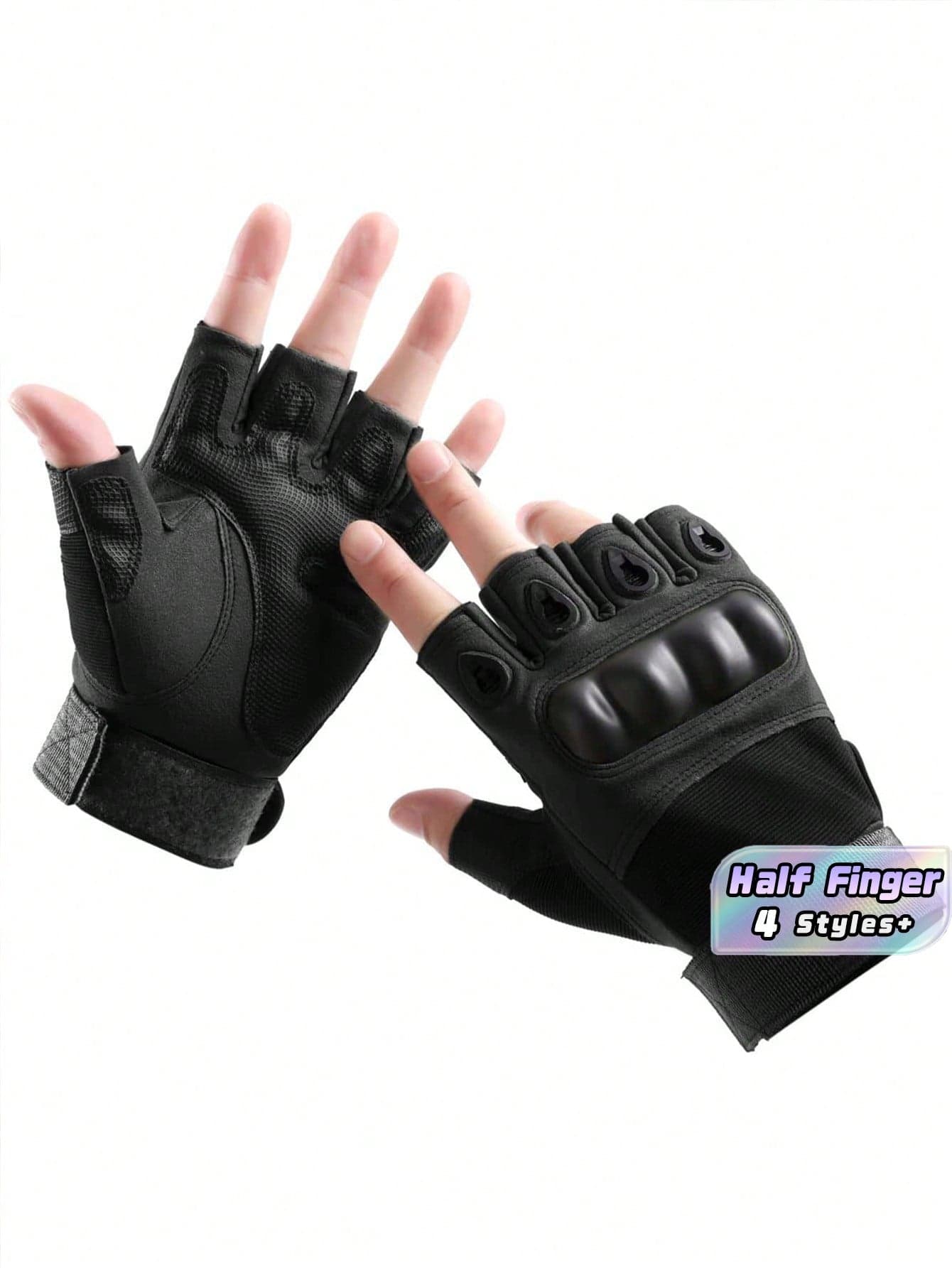 1 Pair Half Finger Shell Motorcycle Outdoor Cycling Gloves Breathable Lightweight Protective Tactical Palm Shock Absorption Men Women Summer Driving Fitness Workout Climbing Gear