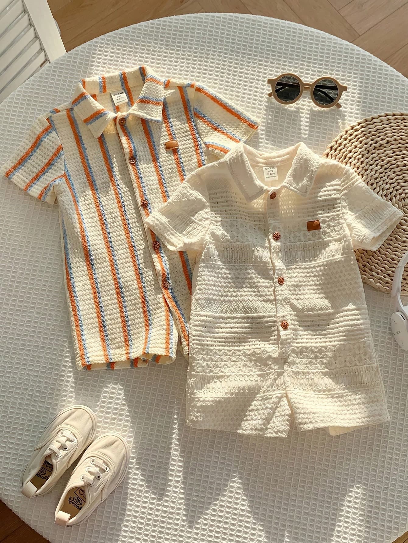 SHEIN 2pcs Newborn Baby Boy Unisex Baby Clothes Cute Summer Casual Knit Striped Polo Collar Short Sleeve Romper 2-Piece Set Suitable For Birthday Party, Rave, Evening Party, Performance, Wedding, Full Moon, Baptism And First Birthday Celebration, Wedding Guest, Baby Shower Christening Outfit Baby Boy
