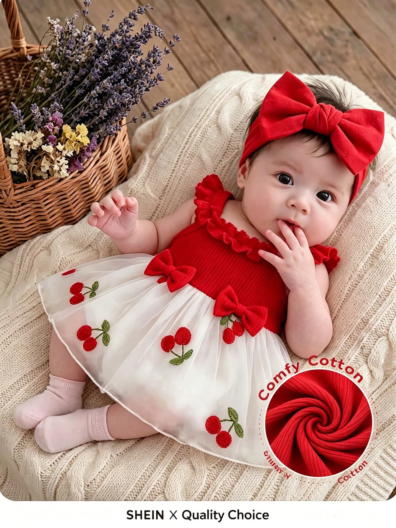 SHEIN Two Newborn Baby Girls, Summer Romance, Sweetness, And Cuteness. White Knitted Pit Stripe, Ruffle Edge, Suspender, Flower Embroidery, Waist Decoration, Lace Mesh Dress, Butterfly Machine Headband, Suitable For Marriage, Seasonal Wedding, One Year Old Shooting, Daily Outdoor Dressing