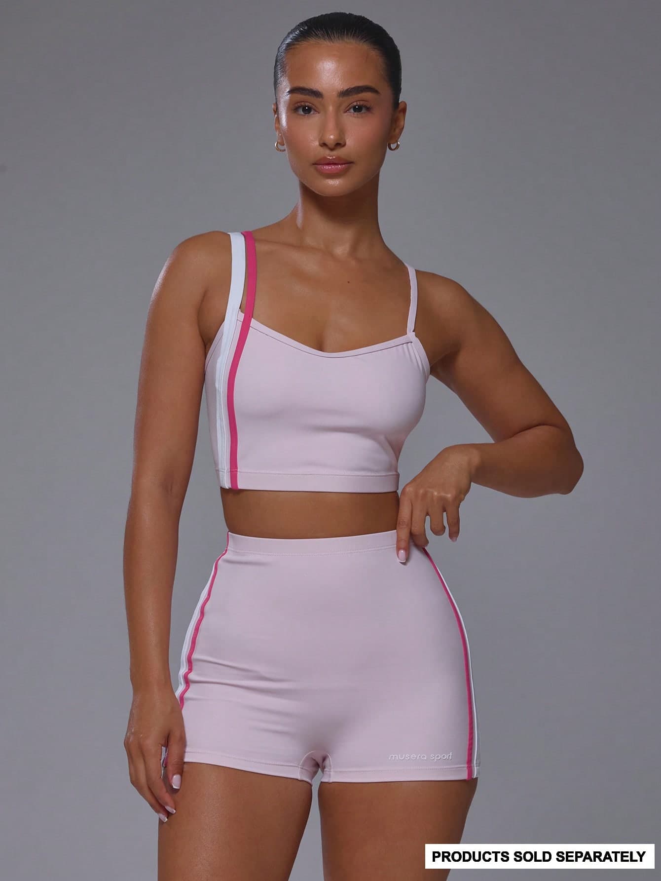 Musera Sport Scoop Neck Multi Colour Layered Adjustable Straps Fitted Sport Logo Active Top Coord Top Only Workout Gym Cute Pilates Fitness Daily