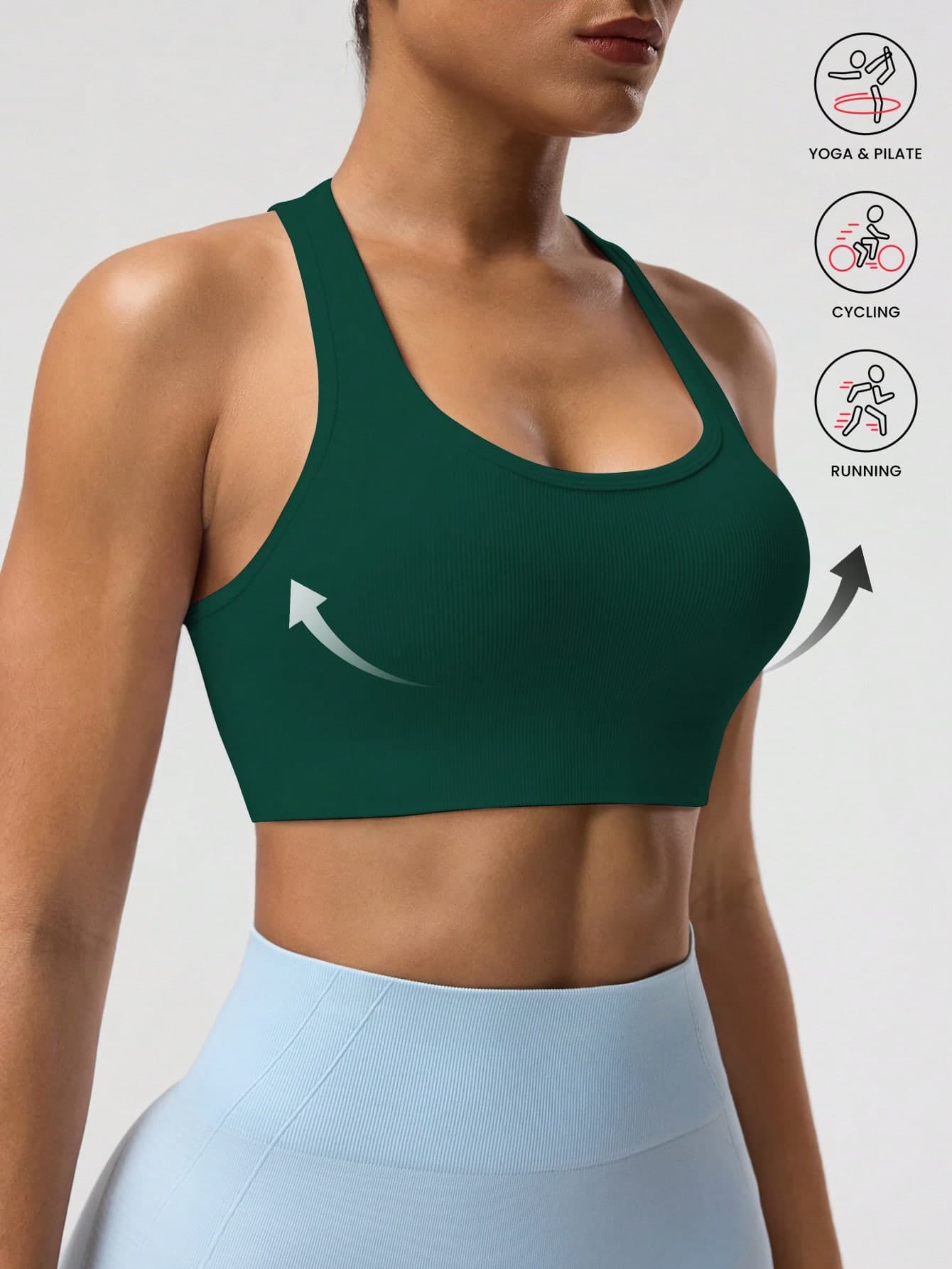 Solea Cove Women's Solid Color Sleeveless Short Cropped Yoga Racerback Tank Top Workout Tops Built-In Bra