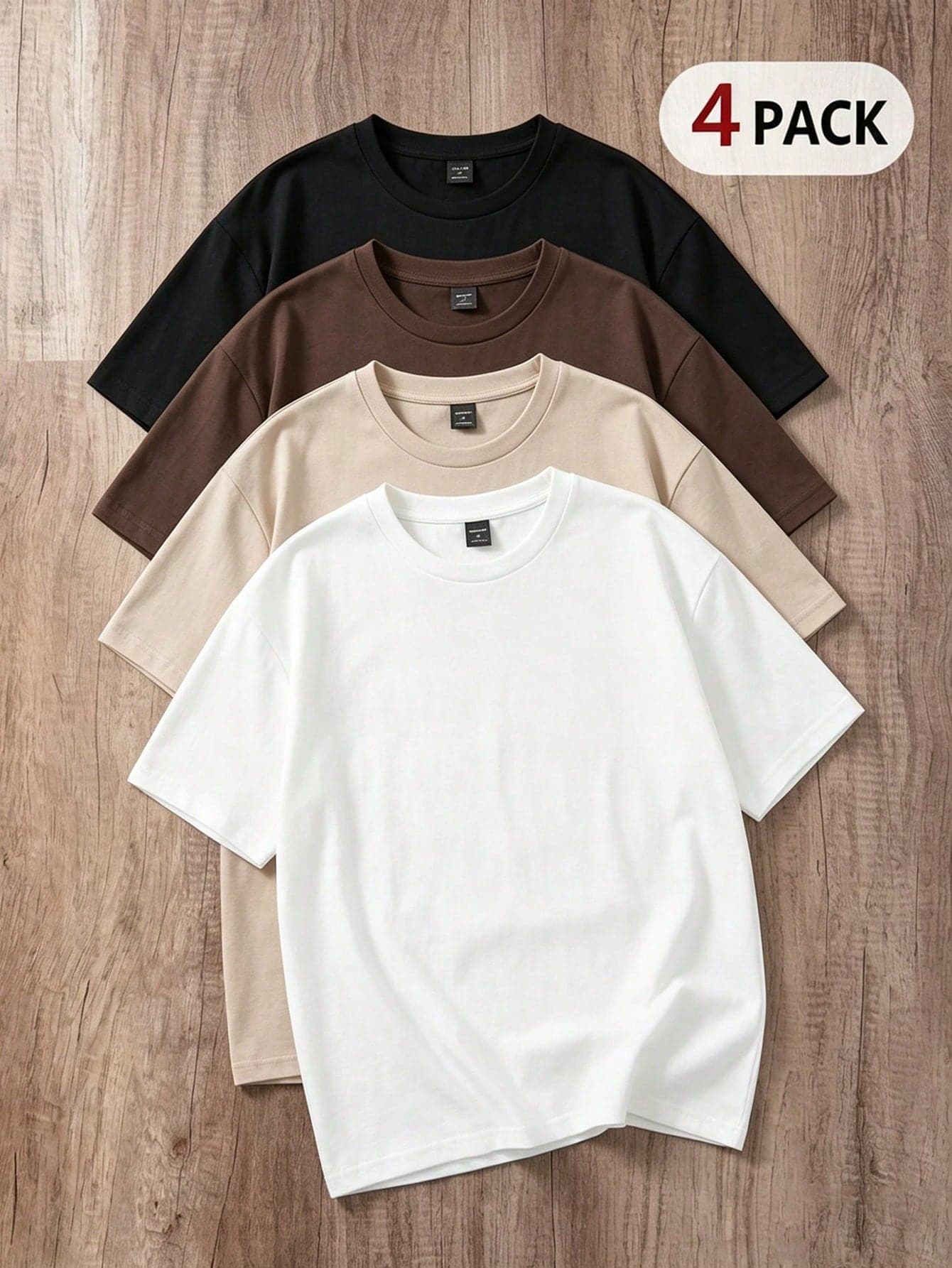 Manfinity Joysei Men Knit Crew Neck Urban Short Sleeve Regular T-Shirts, Pack Of Multiple Tees, Boyfriend Gift, Everyday Wear