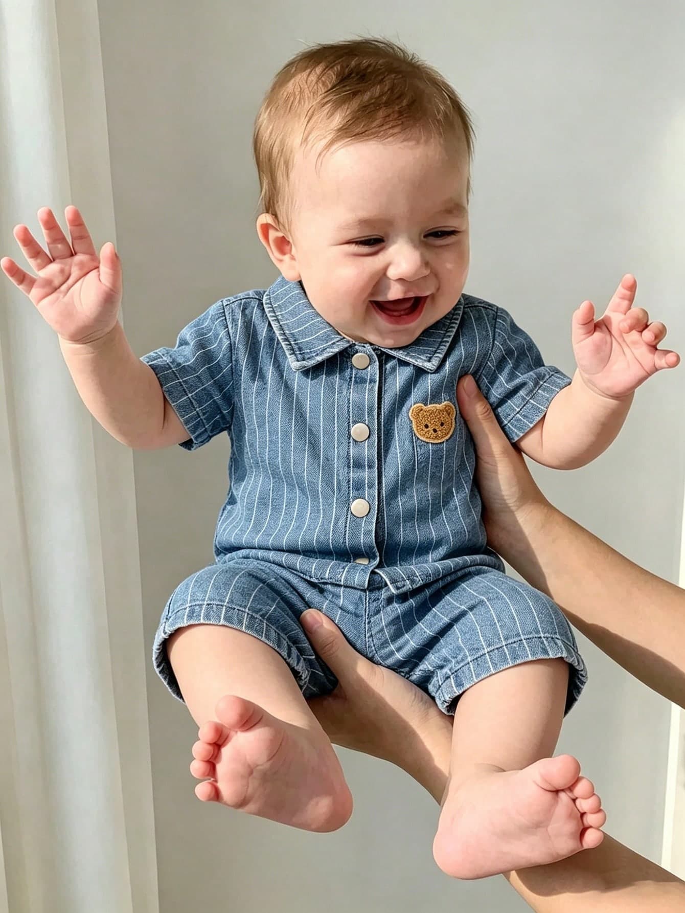 SHEIN Summer Washed Light Blue Simple Versatile Fashion Toddler Boys' Denim Set