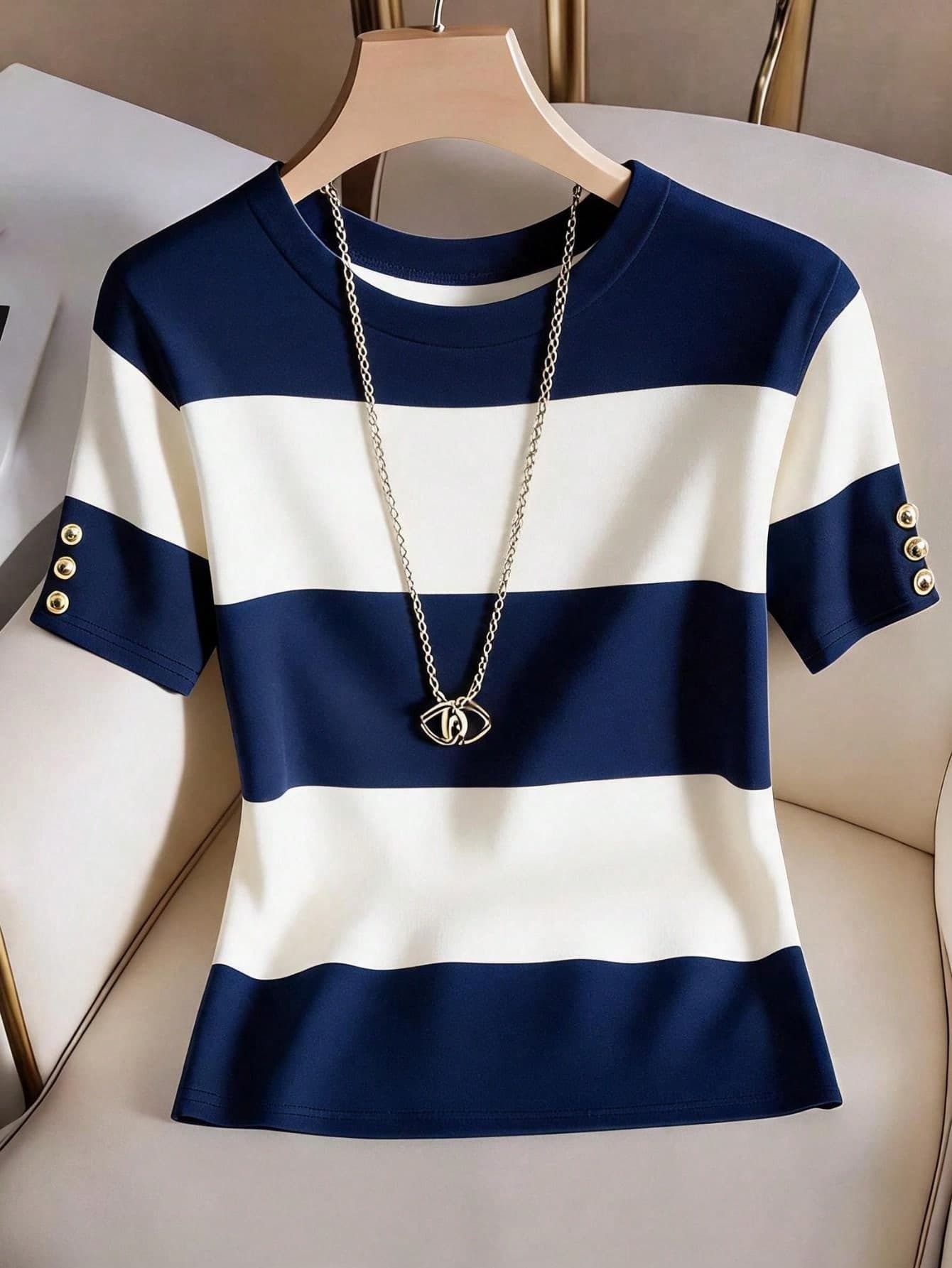 Resyla Women's Summer Casual Color Block Patchwork T-Shirt