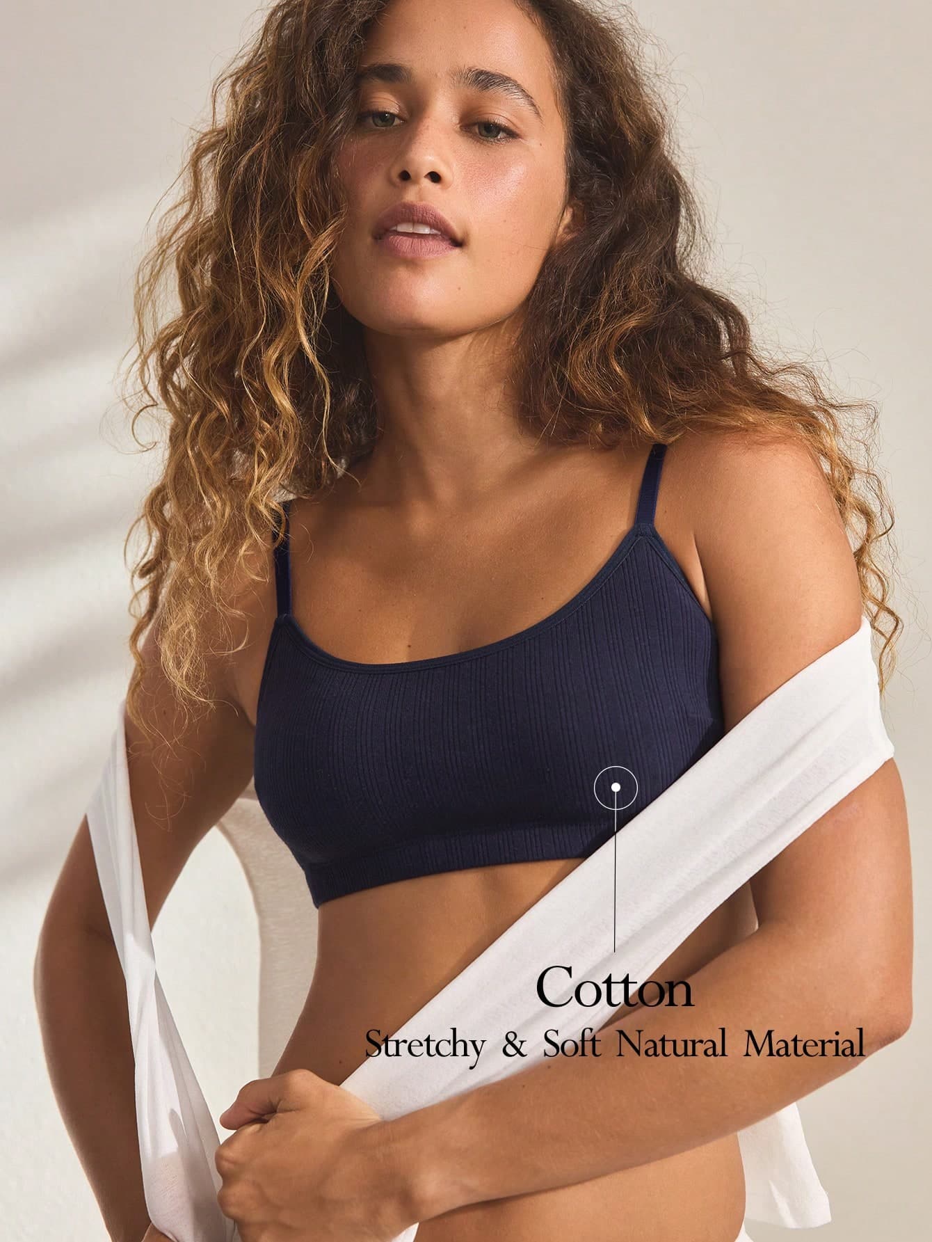 Ocili Women's Comfortable Cotton Rib Knit Bra
