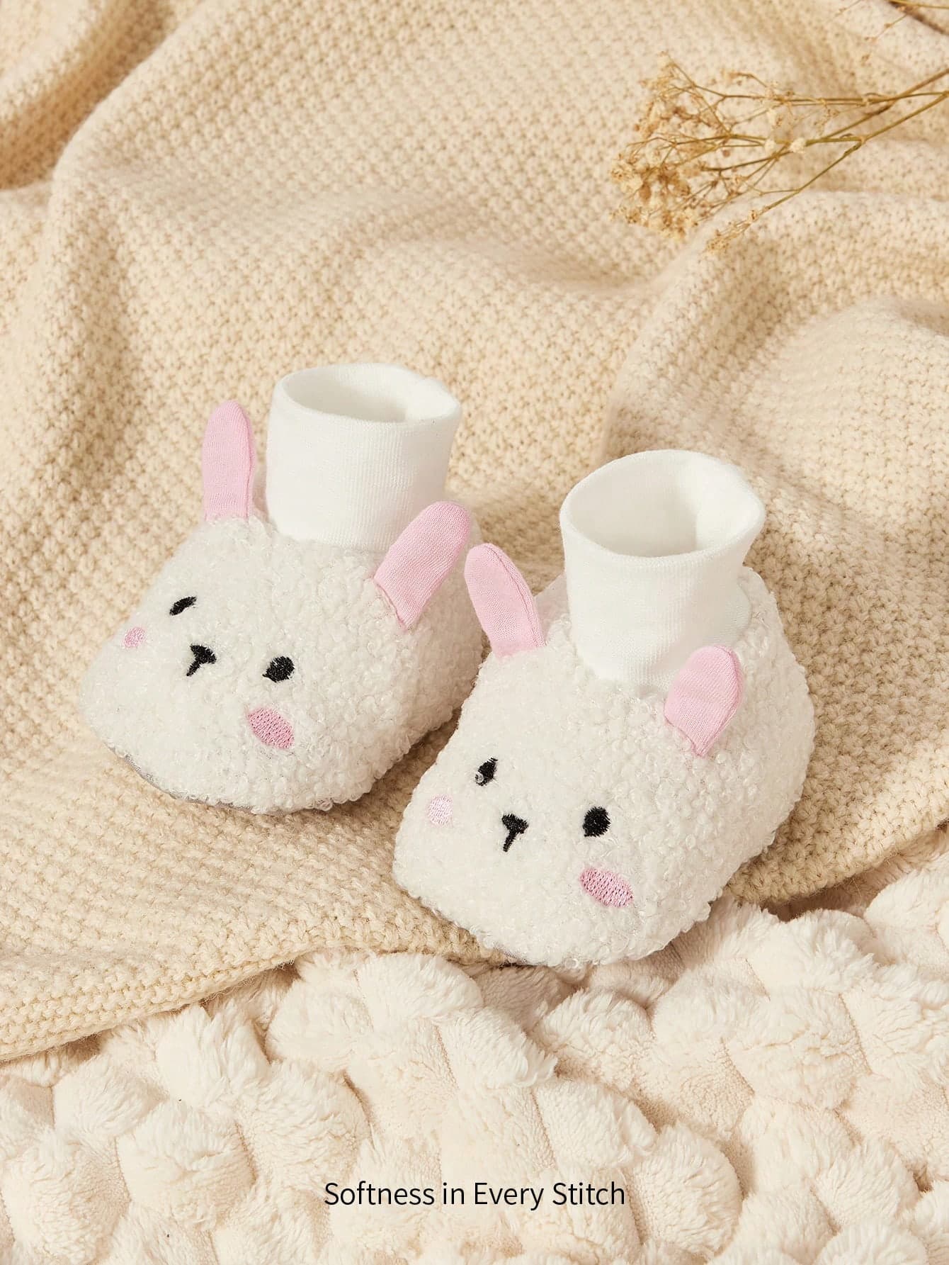 Cozy Pixies 1 Pair Of Baby Non-Slip Soft Bottom Embroidered Cute Rabbit Socks Suitable For Newborns