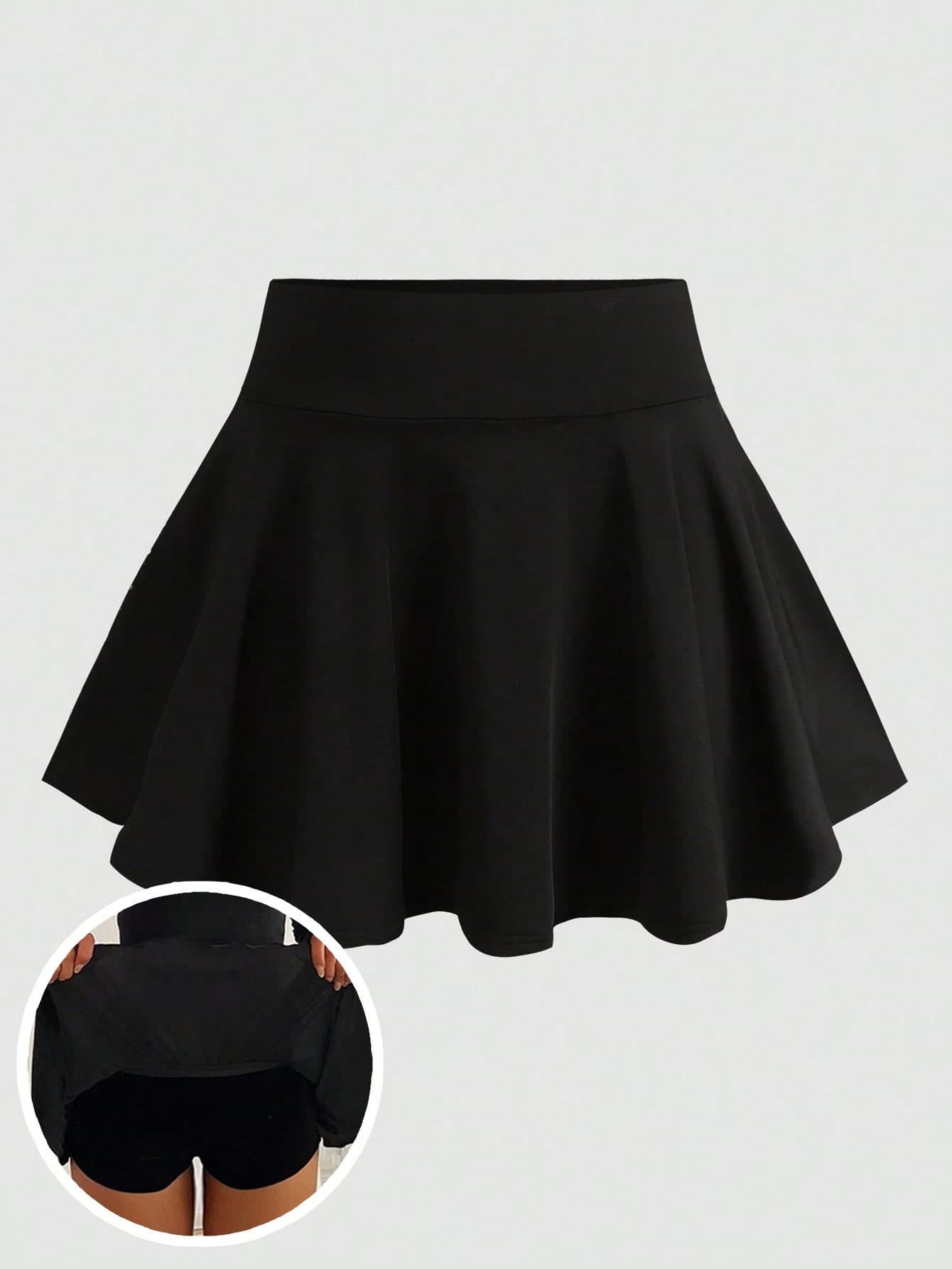 SHEIN Girlism Teen Girls T-Shirts Knit Black Leggings Casual Skirt