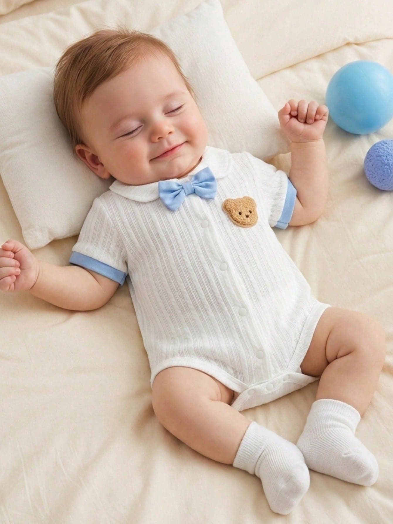 Souflis Souflis Newborn Baby Boy Gentleman Romper, Summer Outfit, Formal Wear For 100 Days Celebration, Stylish Collar Bodysuit