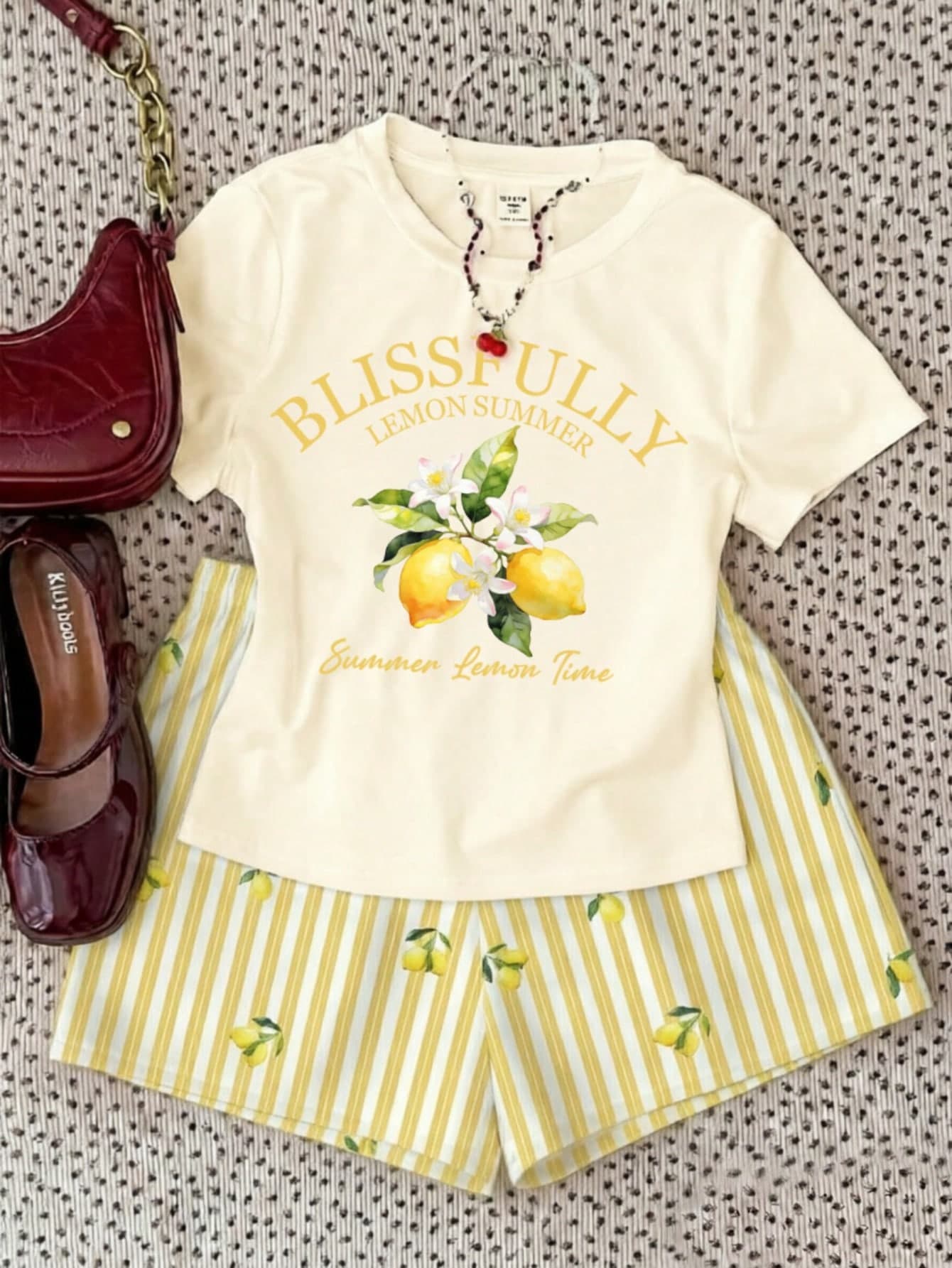 2pcs/Set Teen Girl Casual Loose Round Neck Short Sleeve T-Shirt And Shorts, Suitable For Spring And Summer
