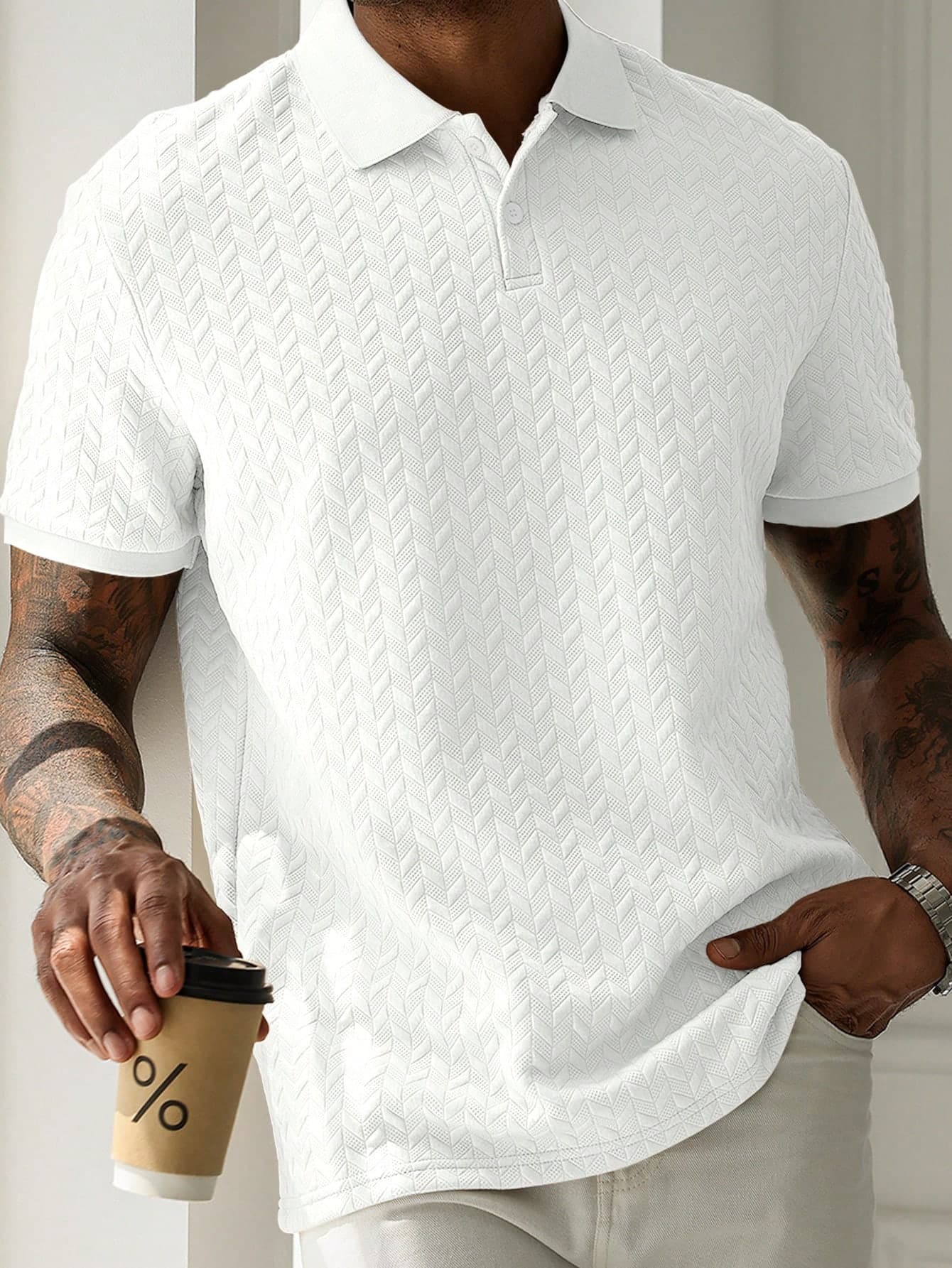 HUEFORM Men's Summer Casual Solid Color Short Sleeve Polo Shirt, Ceremony