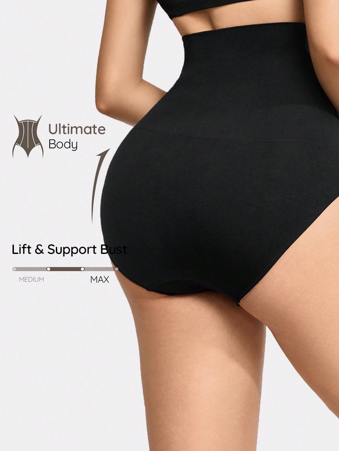 SHAPORA Women's Black High Waisted Knitted Fabric Briefs For Tummy Control And Natural Shaping