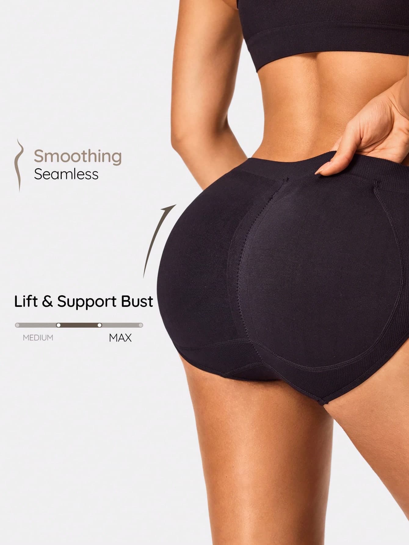 SHAPORA Seamless Mid-Waisted Butt Lift Padded Brief Shapewear Panty Body Shaper-Tummy Waist Control