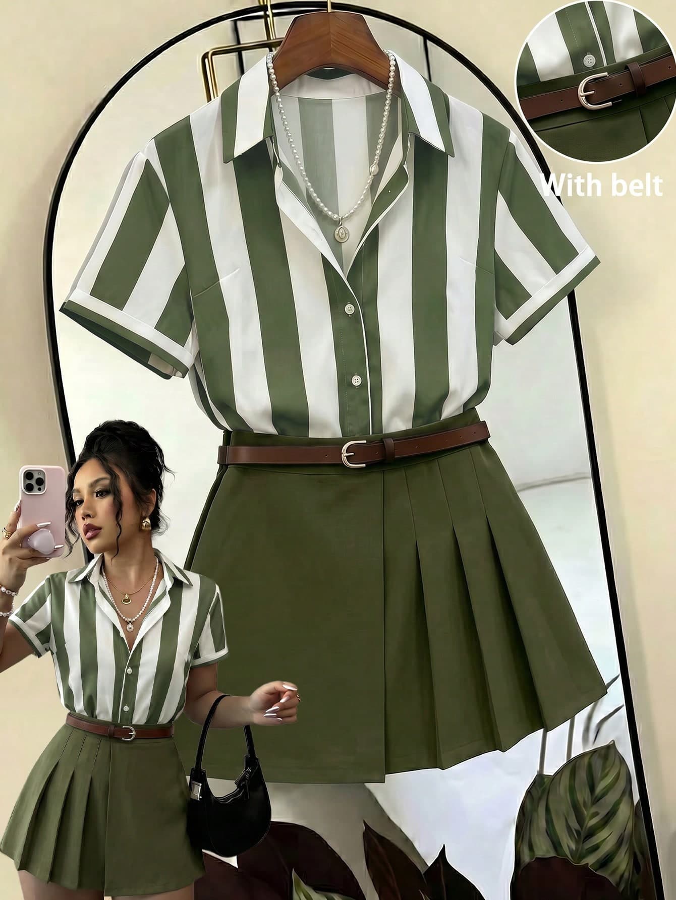 Franclia Women's Striped Colorblock Short Sleeve Top And Shorts Casual Daily 2 Pieces Set