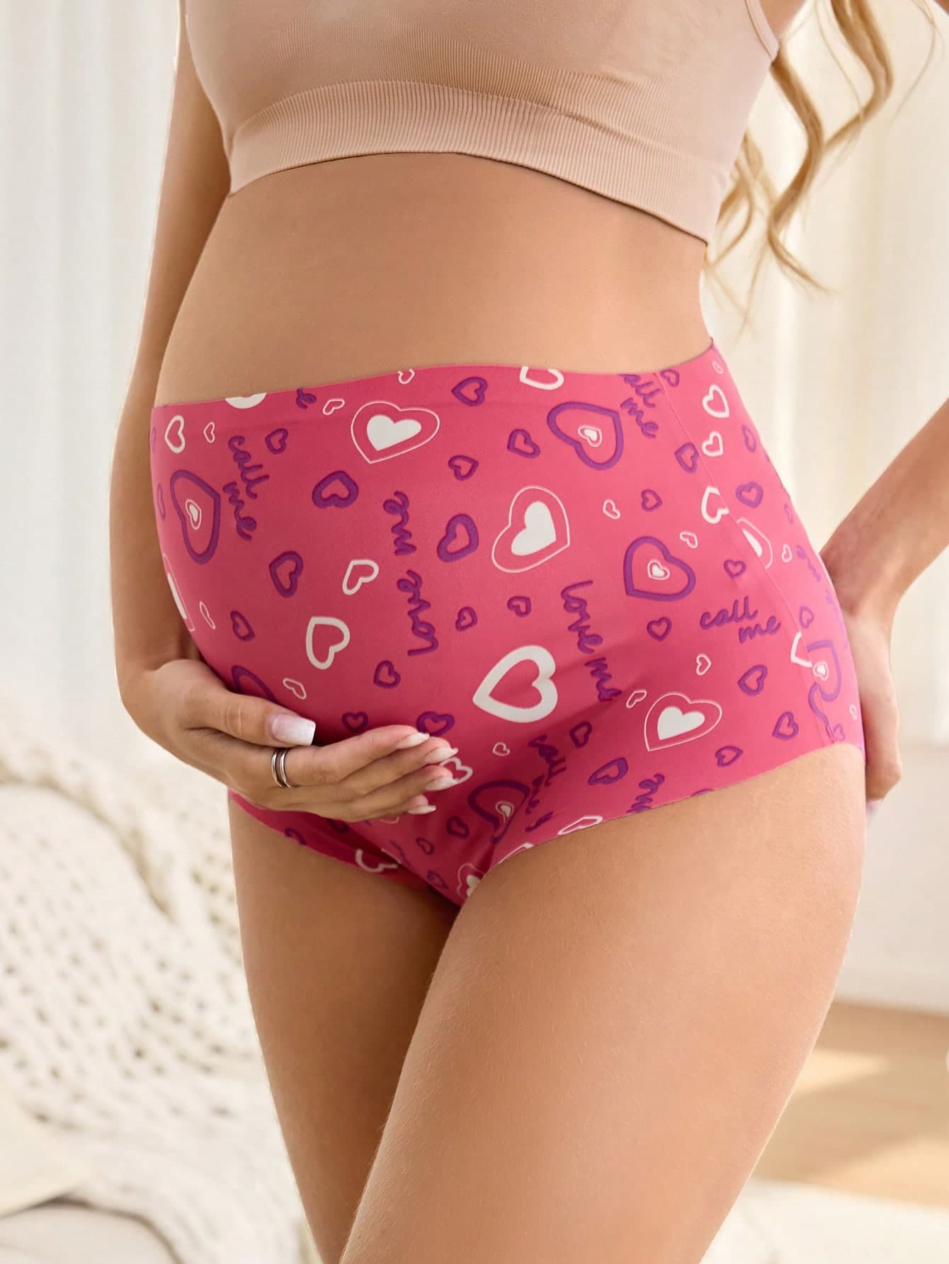 Moonlight&Mama 3pcs/Pack Seamless Belly Support Maternity Underwear, Solid Color & Printed