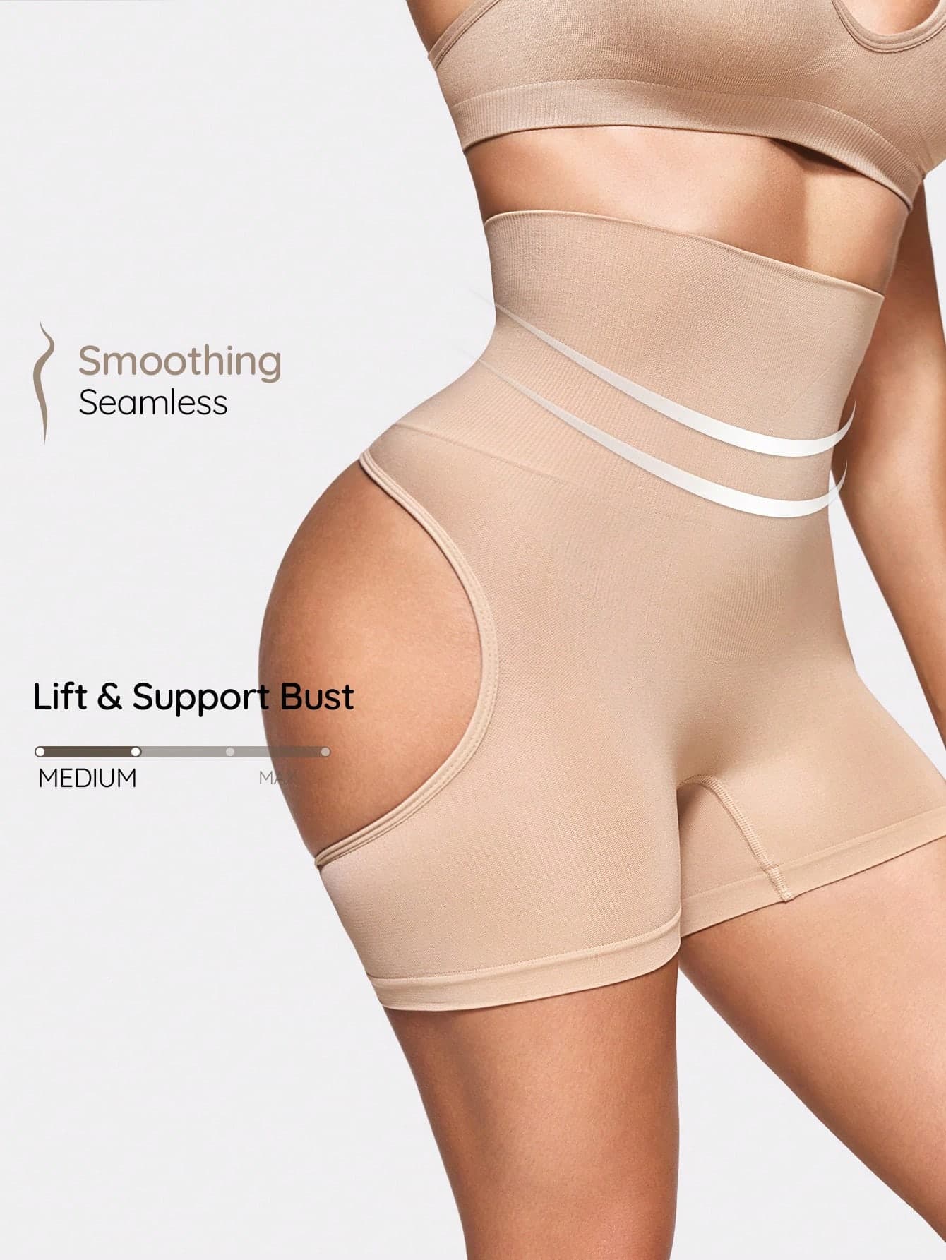 SHAPORA Women's Solid Color High Waist Ribbed Shapewear Shorts