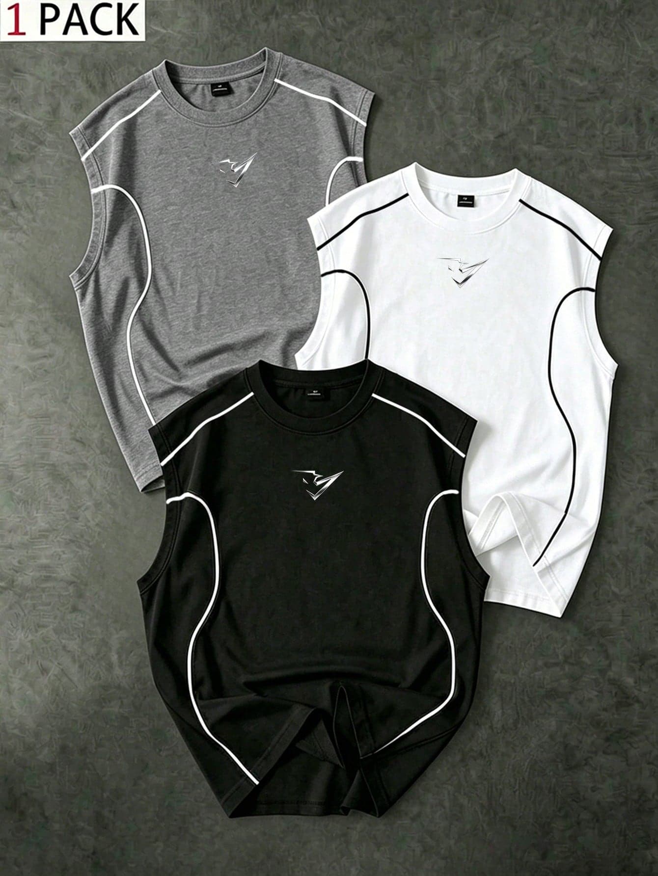 Sport MetroGents Men's Geometric Print Round Neck Casual Fitness Sports Tank Top, Gym, Holiday