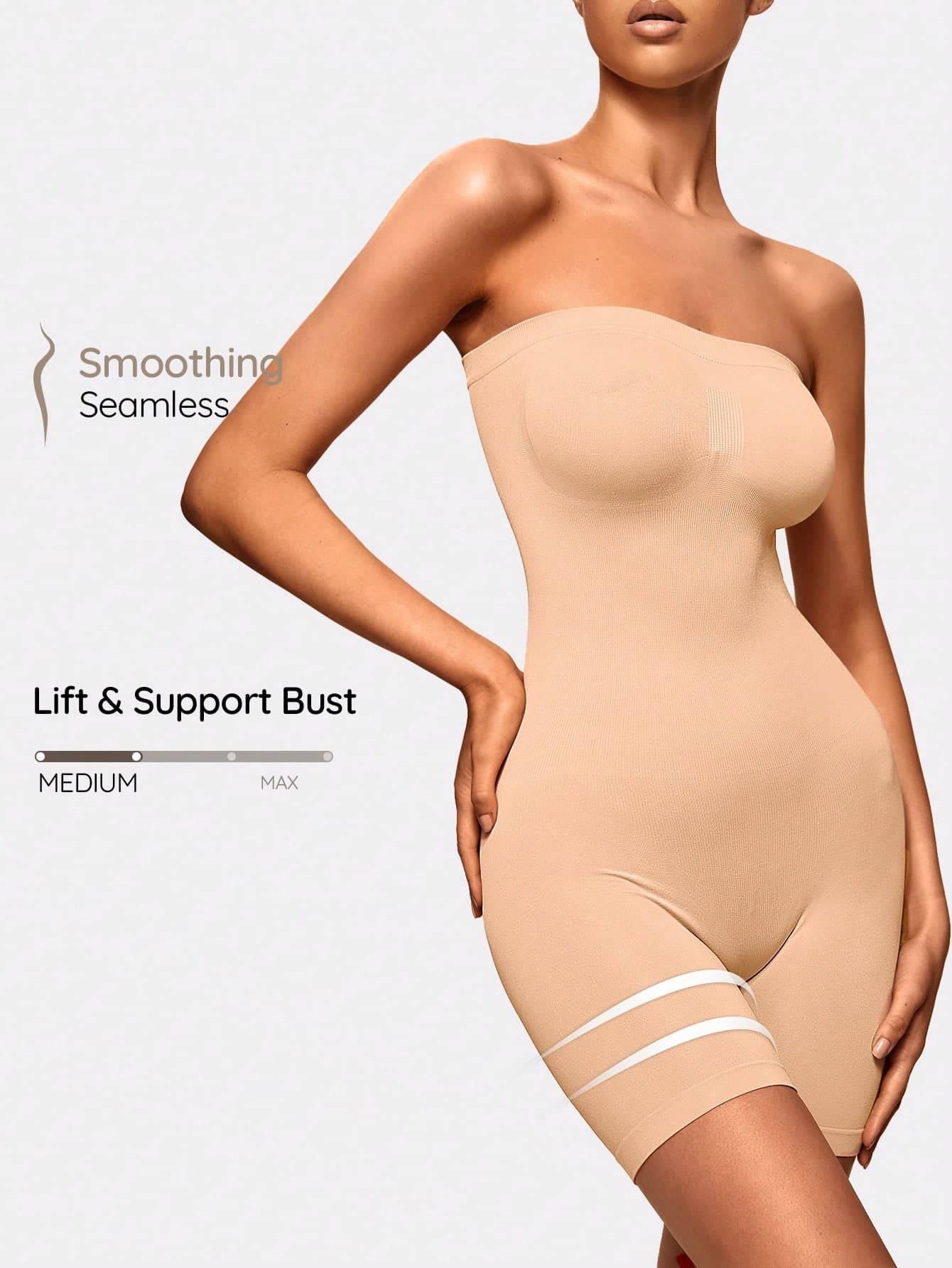SHAPORA Women's Seamless Tummy Control Shapewear Bodysuit Shorts Backless Strapless Body Shaper
