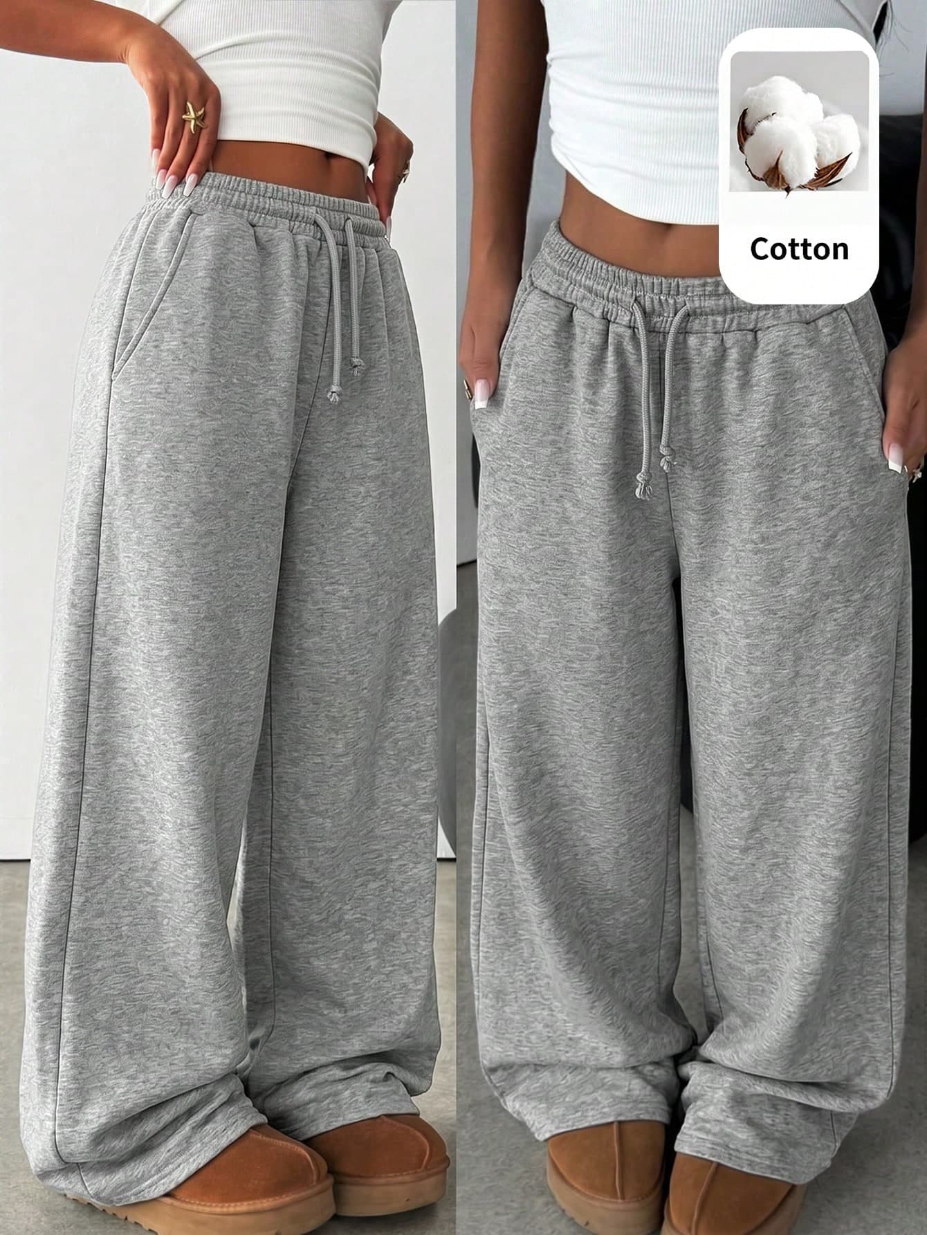 SHEIN Girlism Teen Girl Solid Color Drawstring Waist Pocket Casual Versatile Daily Sweatpants