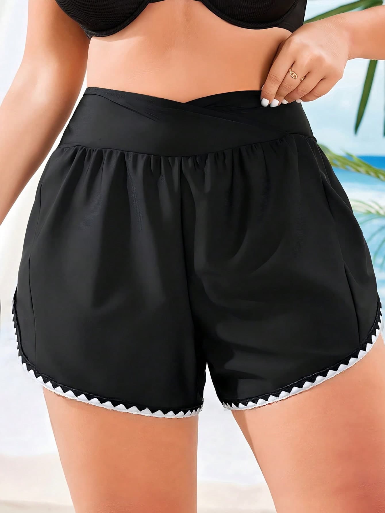 Swim SPRTY Plus Size Women's Swim Pants With Dog Tooth Craftsmanship Simple And Fashionable Beach Sport Holiday Vacation Pool And Swimming Summer