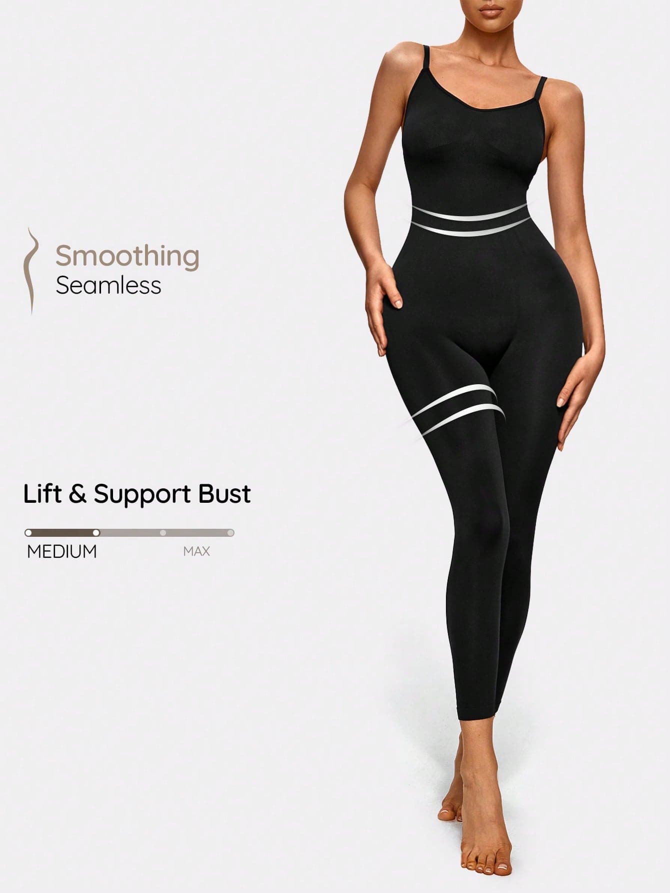 SHAPORA Solid Seamless Tummy Control Cami Shapewear Jumpsuit