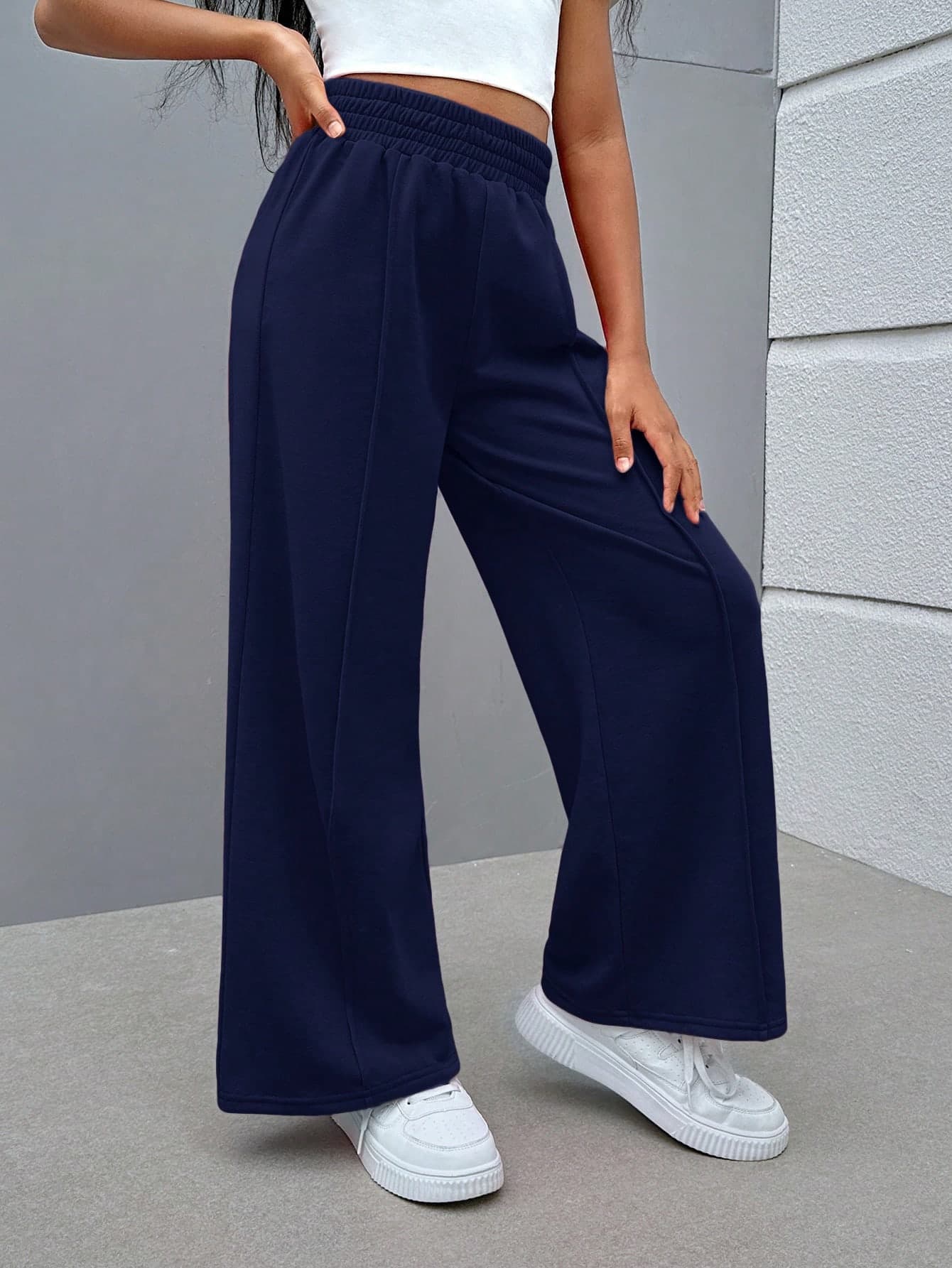 SHEIN Tween Girl Street Style Mix & Match Solid Color Straight Leg Knit Pants