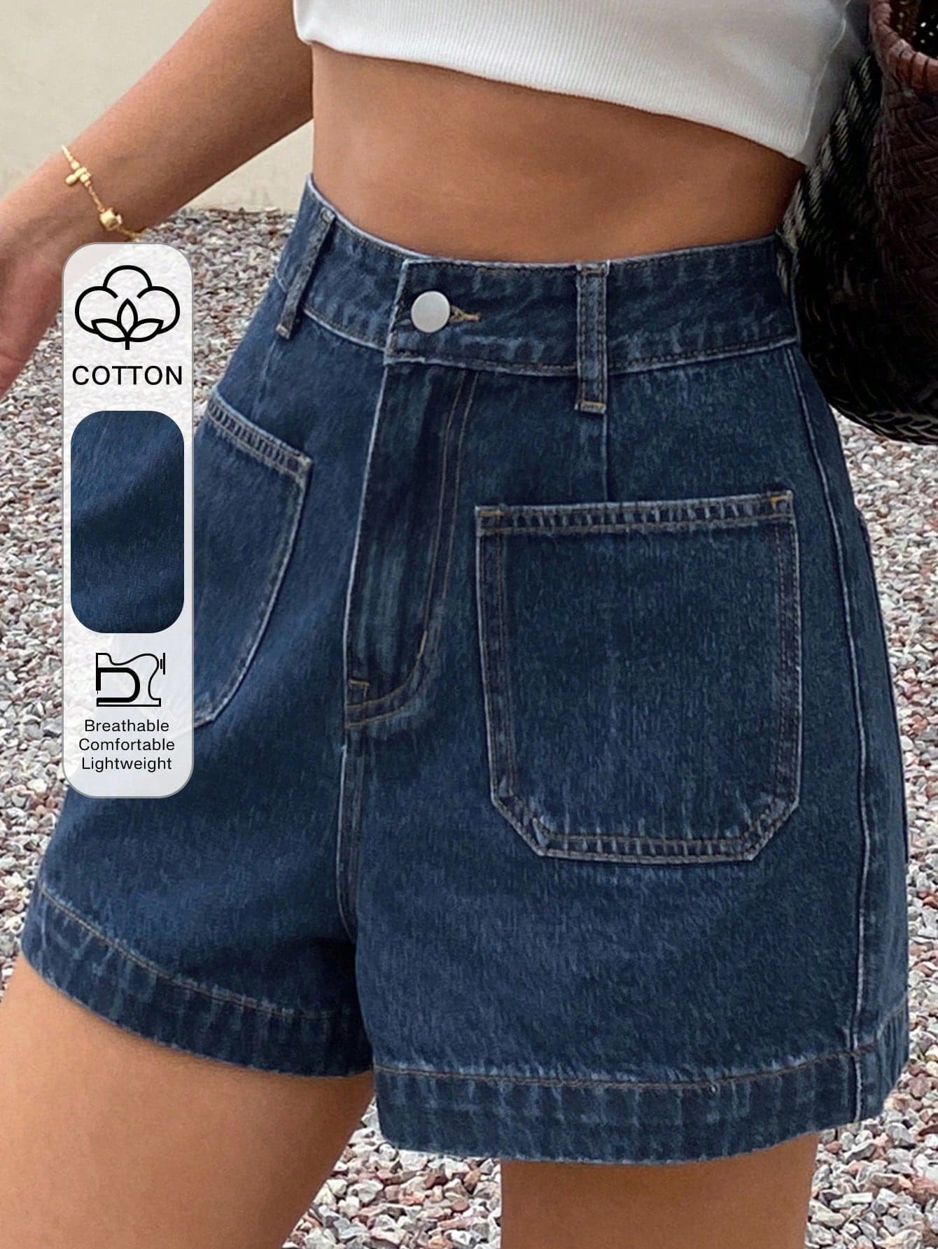 Dazy Tall Women's High Waist Pocket Decor Casual Denim Shorts For Summer, Tall Women