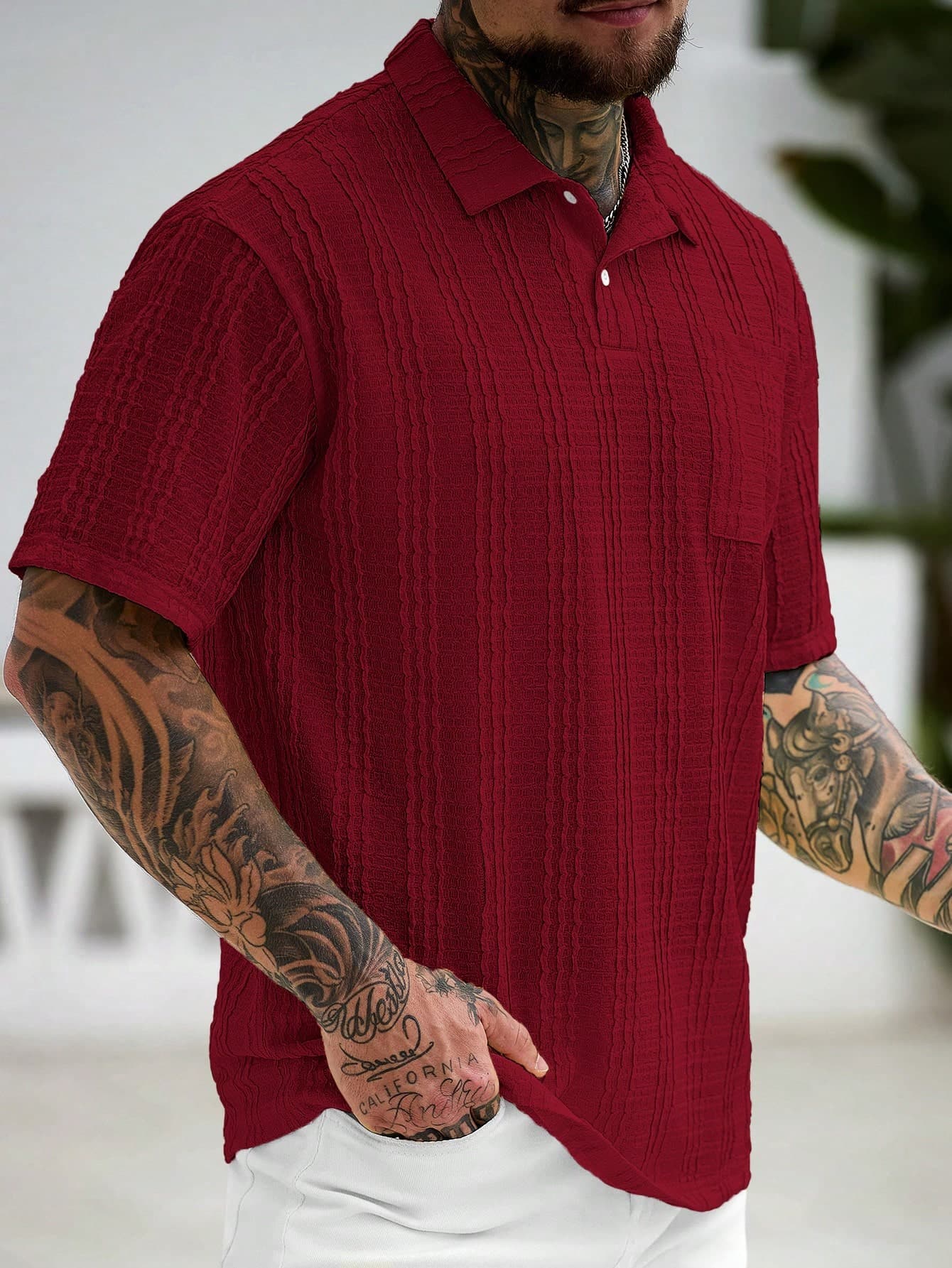 Manfinity Homme Men's Casual Polo Shirt , Daily Casual Knit Mother's Day, Ceremony