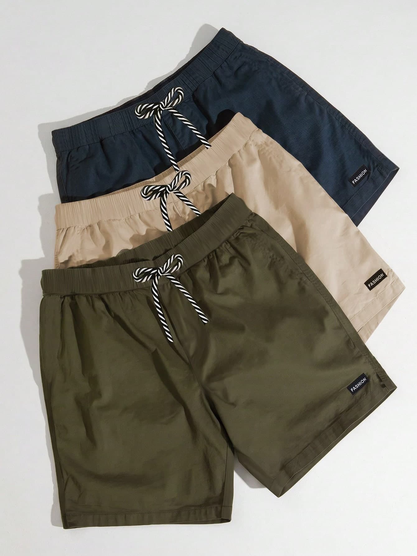 SHEIN 3 Pcs Teen Boy Loose Casual Woven Net Color Casual Simple Basic Versatile Solid Color Sports Workwear Shorts Multi-Color Multi Piece Set, Buy One And Get Two Free, Get Three Suitable For Spring And Summer Seasons