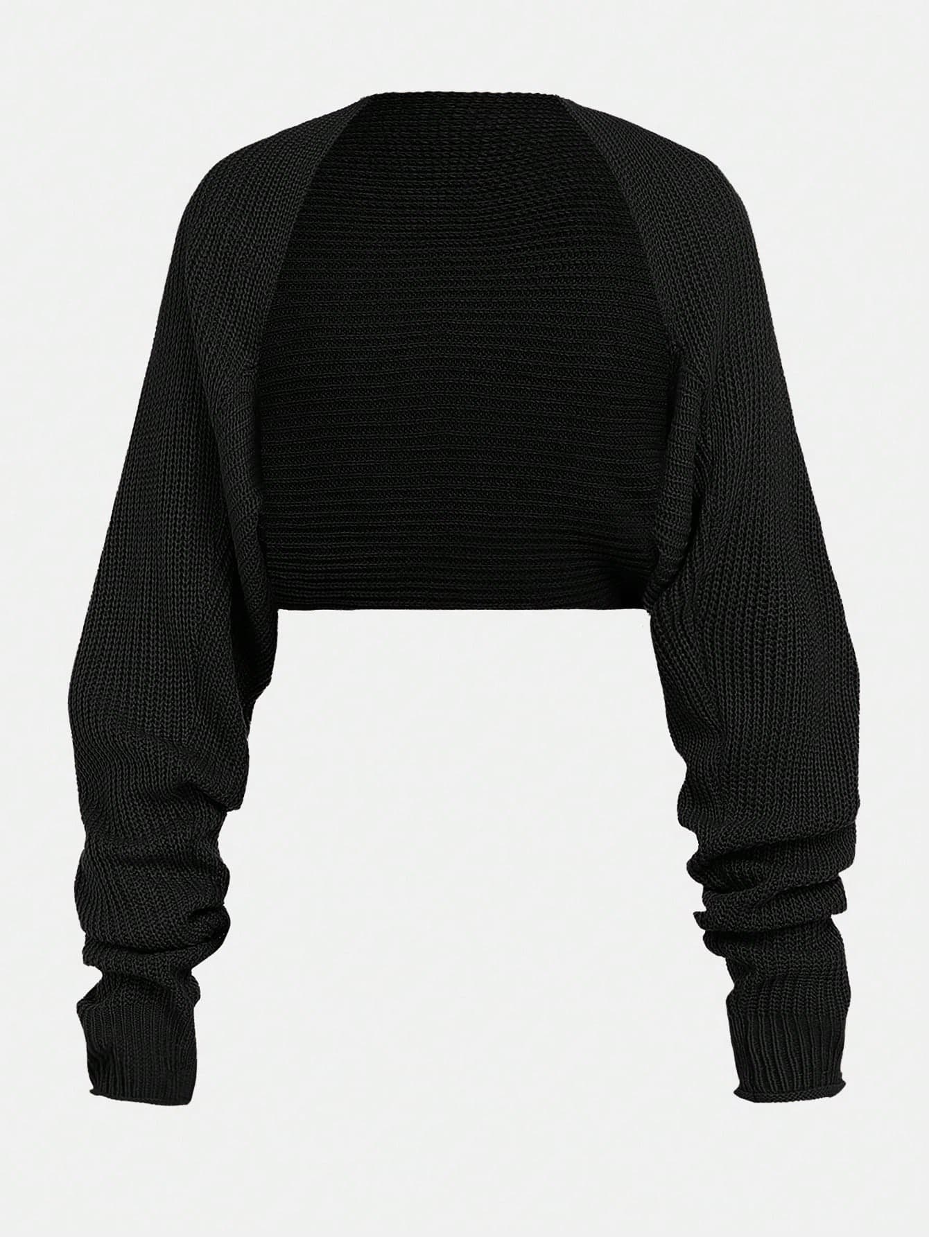 SHEIN Girlism Teen Girl Crop Chunky Knit Casual Cardigan Sweater,In Fall/Winter