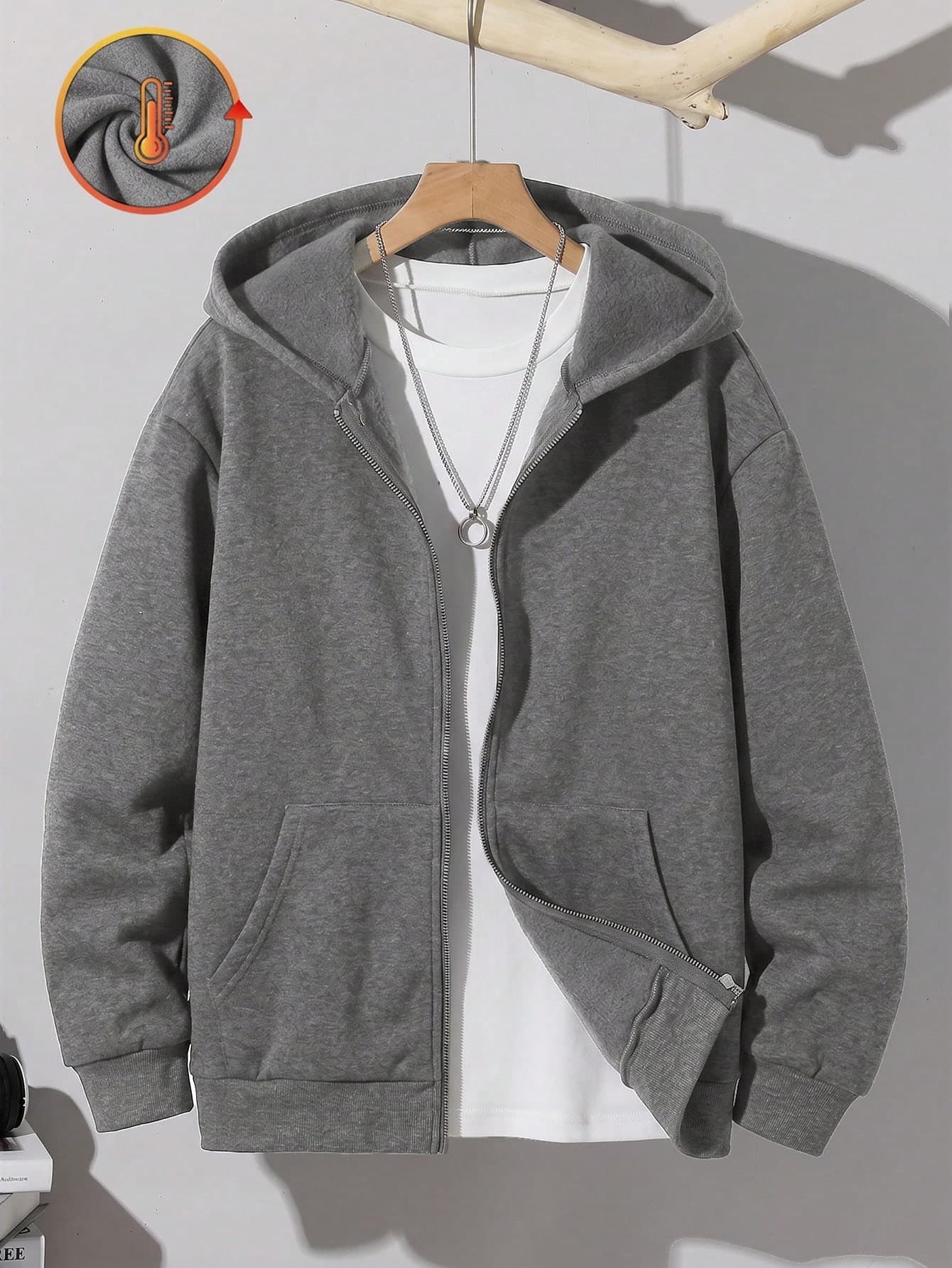 SHEIN Teen Boys Zipper Long Sleeve Autumn Sweatshirt