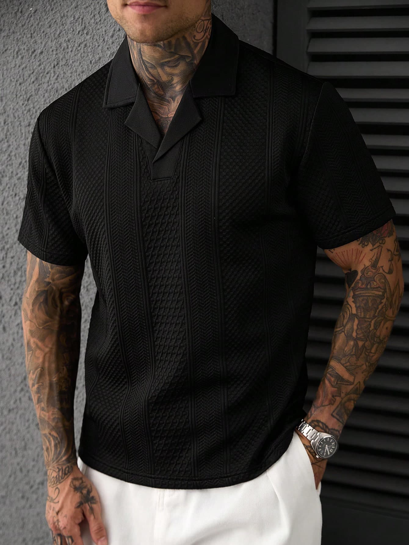 SLATEMANN Men's Solid Color Minimalist Casual Fashion Daily Versatile Short Sleeve Polo Shirt