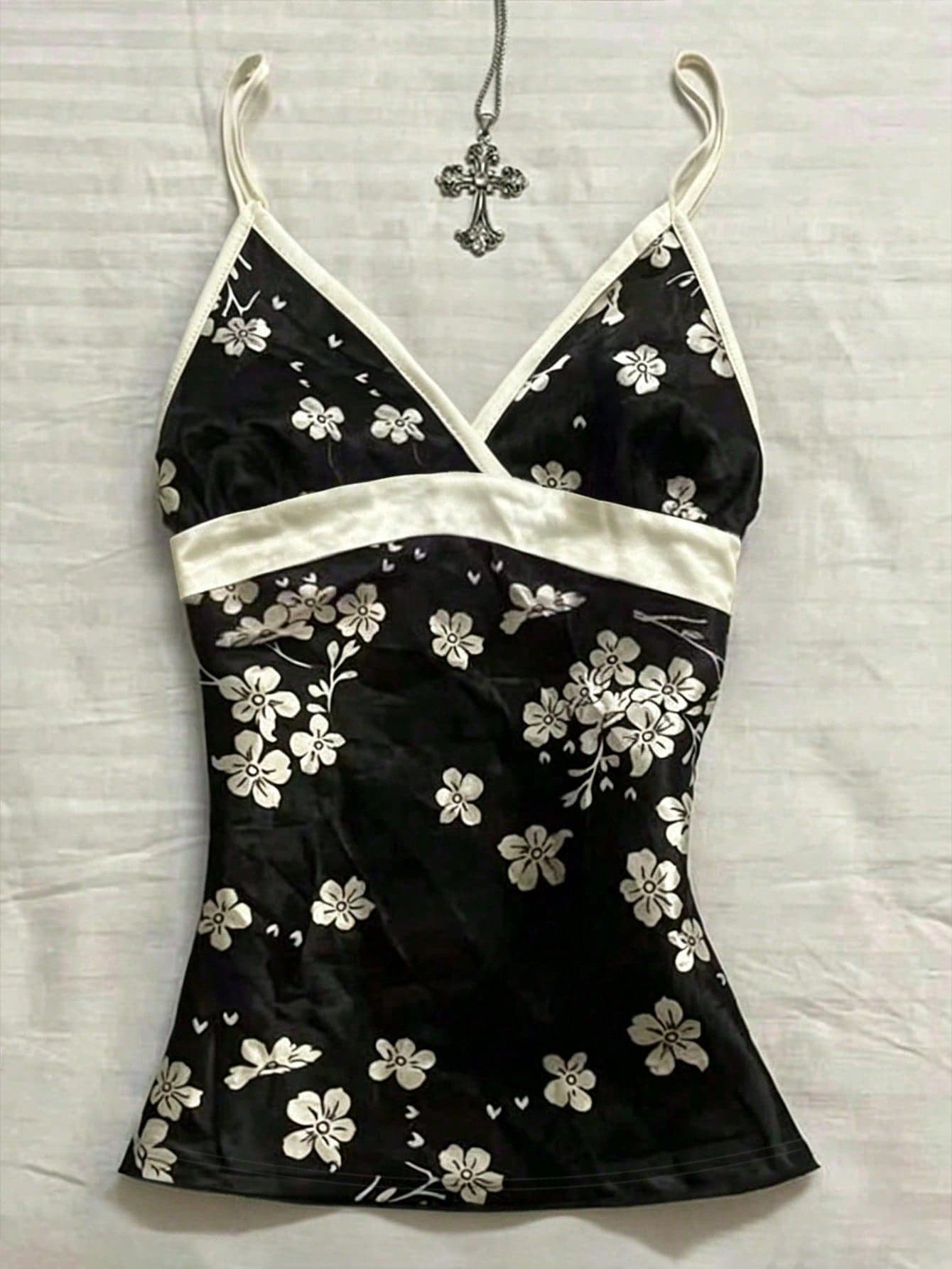 INAWLY Women's Plus Size Floral Print Colorblock Waist-Defining Camisole Tank Top