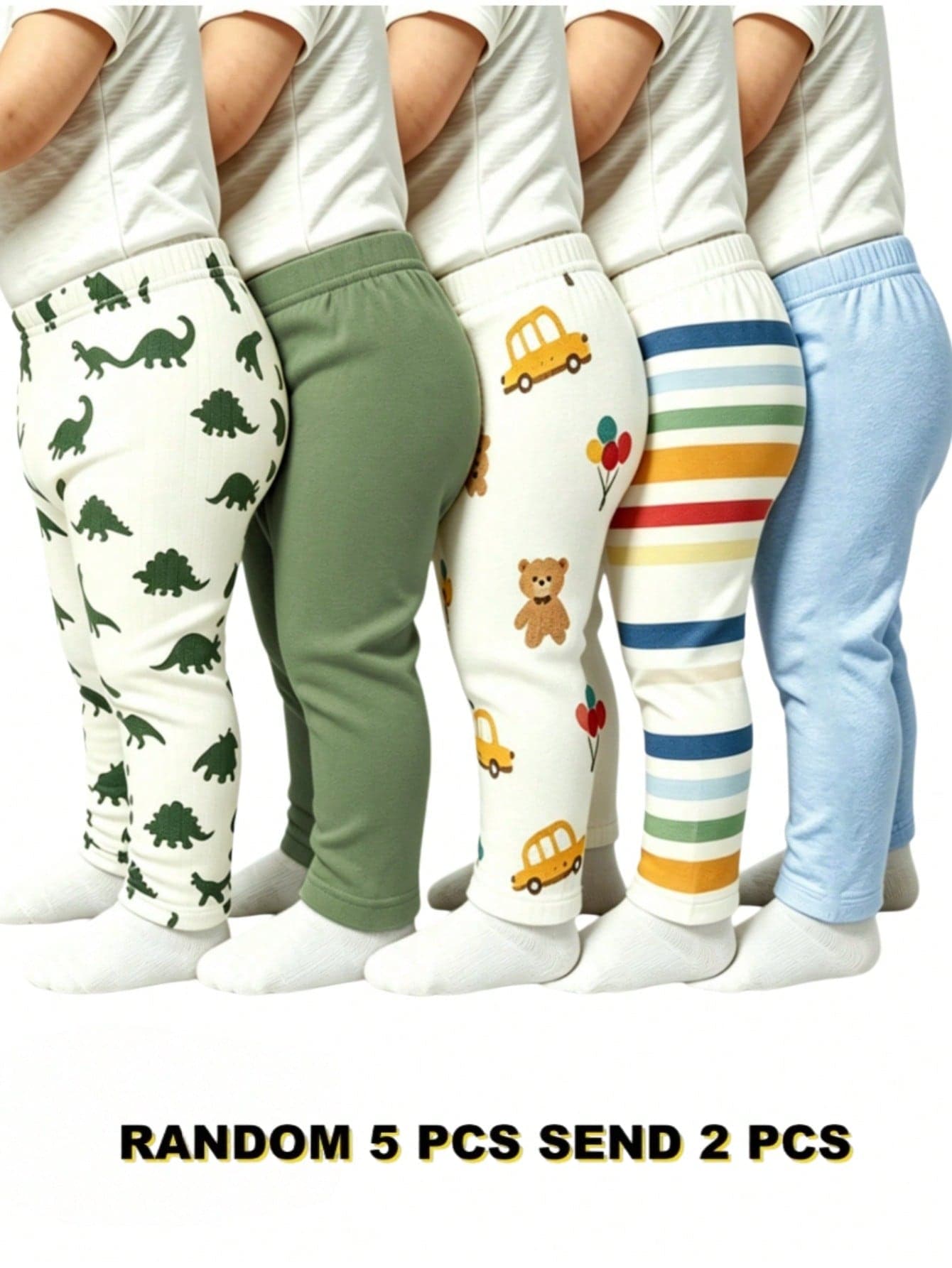 Playful Pals Baby Boys New Cute Comfortable Minimalist Soft Casual Long Pants Random Assortment 5pcs Pack, Send 2pcs Pack, 2pcs/Set, Boys Pants Daily Outfit, Gift