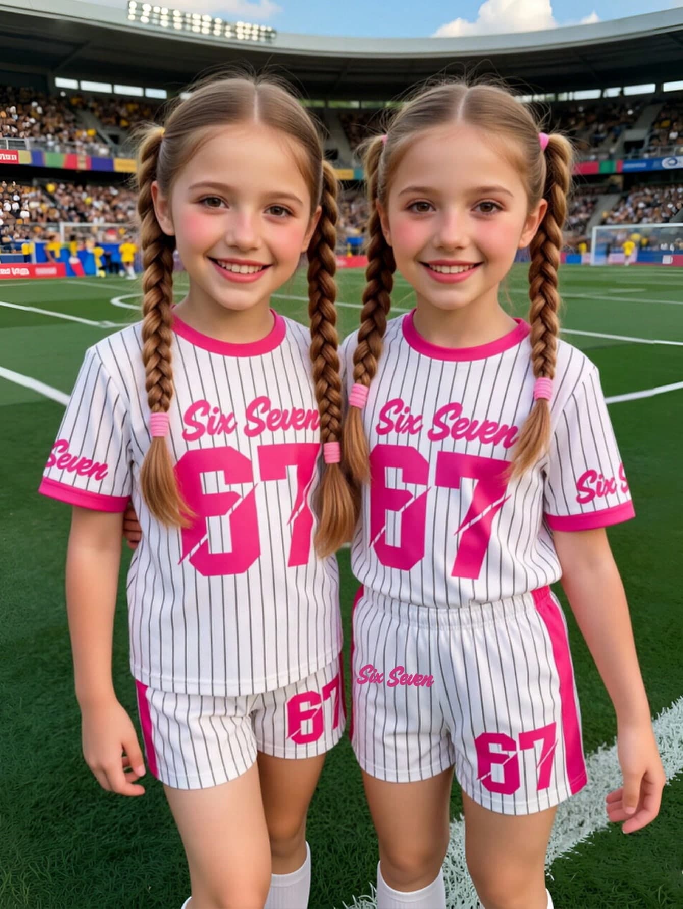 Tween Girl 2pcs Set Sweet Cute 67 Number English Letter Print, Suitable For Summer Casual Simple Sporty Back-To-School School White