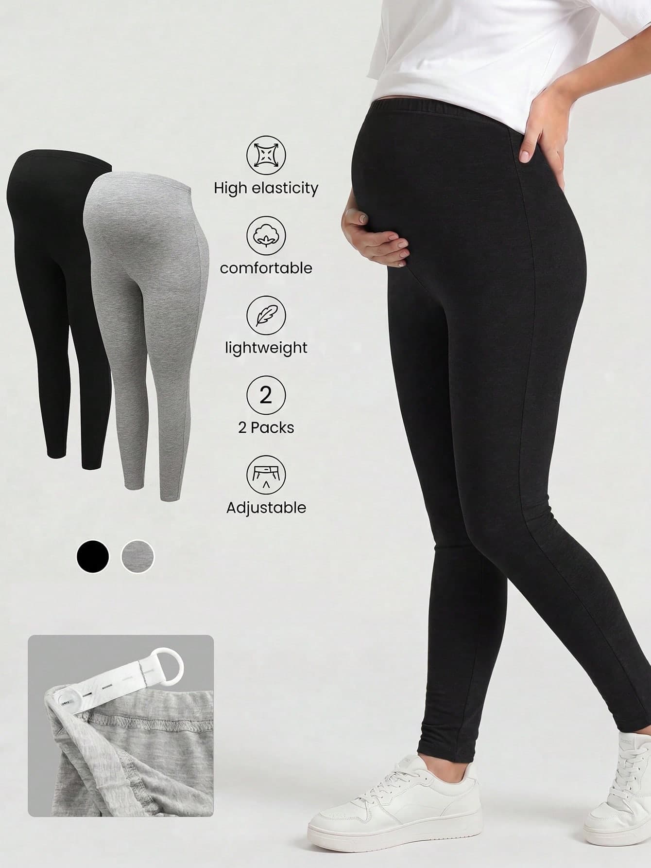 Modmama Maternity Solid Color Stretchy Knitted Leggings
