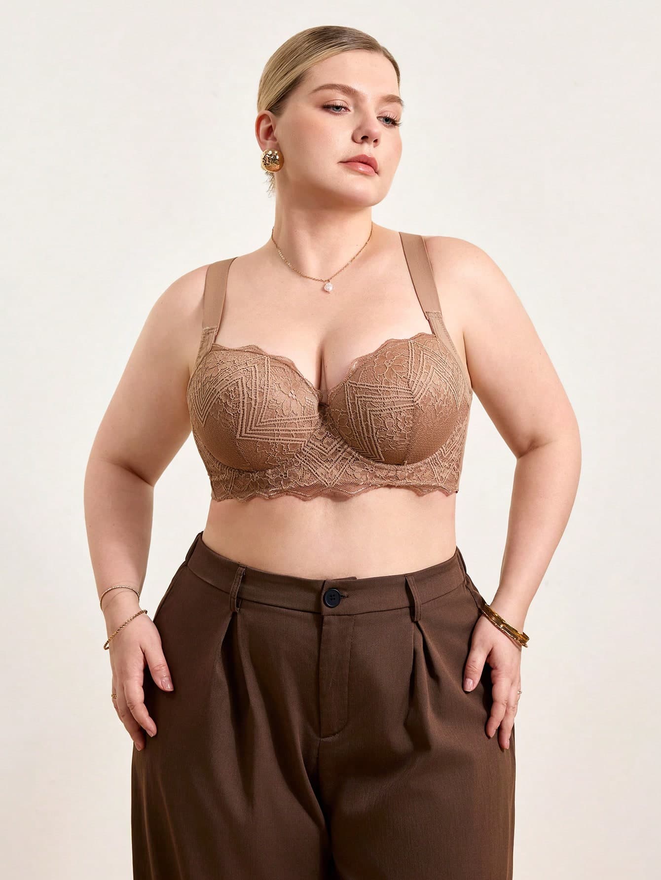 Hourtrue Plus Size Lace Sexy Bra With Underwire - Lift And Enhance Bust, Minimalist And Breathable, Comfortable All Day, Perfect For Daily Wear