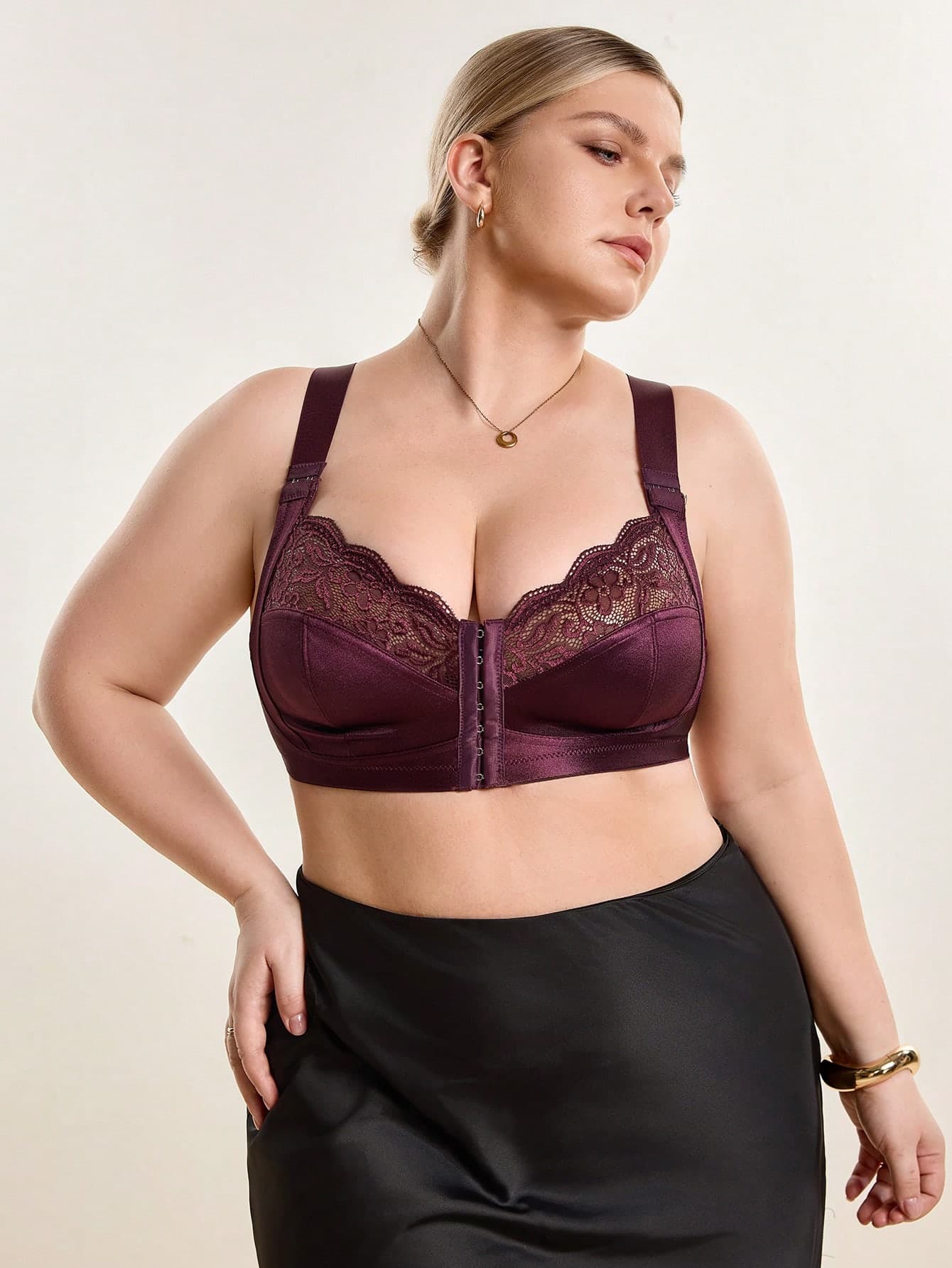 Hourtrue Plus Size Women Lace Wireless Bra, Sexy Lingerie Lift And Support