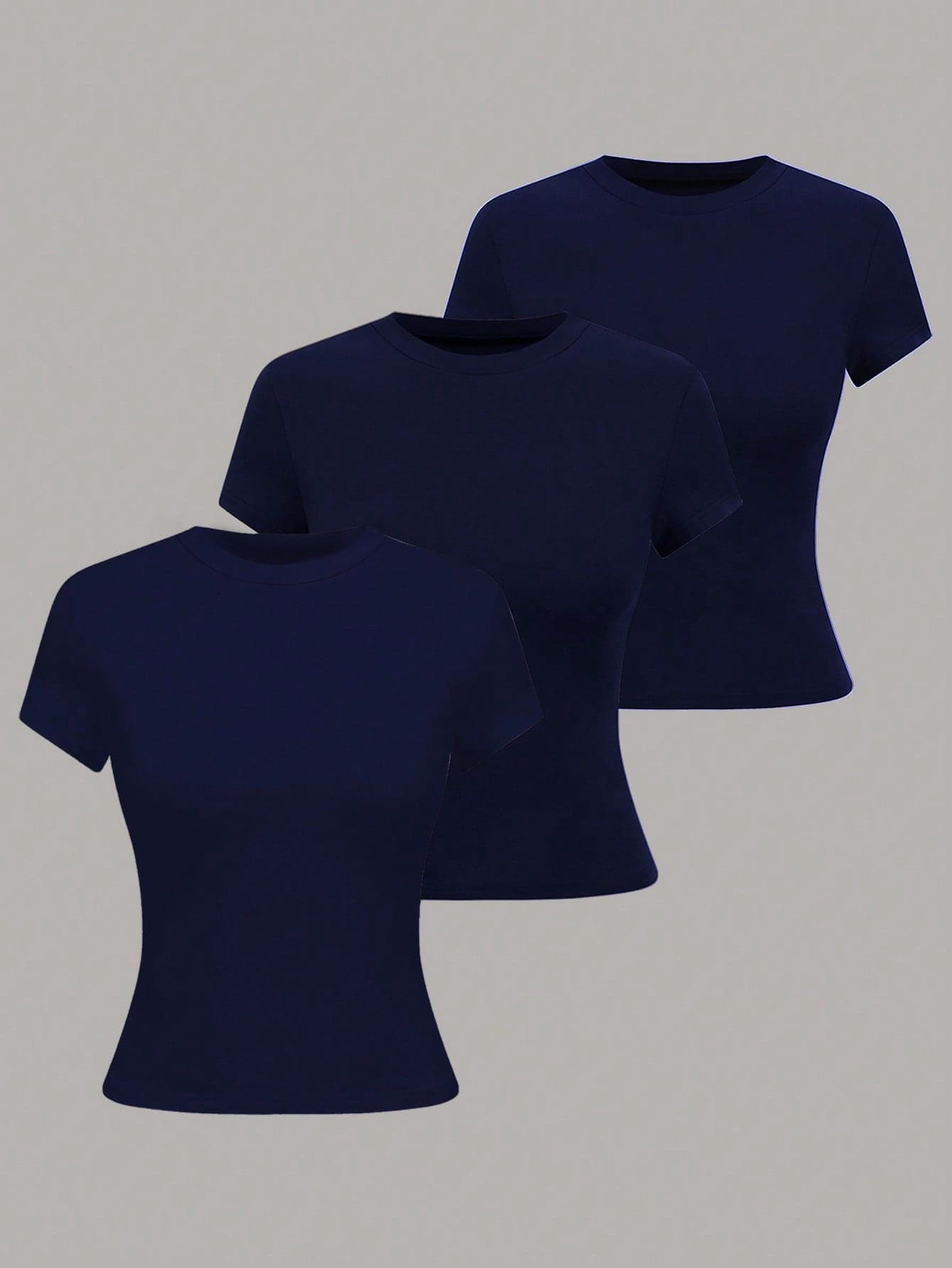 Qadelle Women's Solid Color Round Neck Short Sleeve Slim Fit Casual T-Shirt