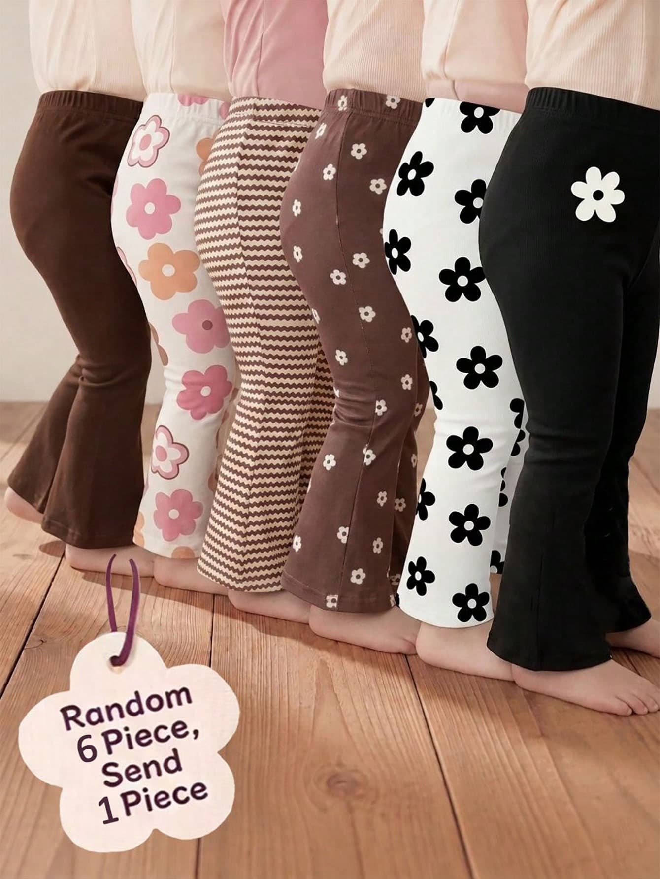 Souflis Souflis Super-Value Surprise Hidden Box With A Random Piece Of Baby Girl Casual, Versatile, Soft And Cute Bell-Bottom Pants In Floral, Flower, Stripe, Or Brow
