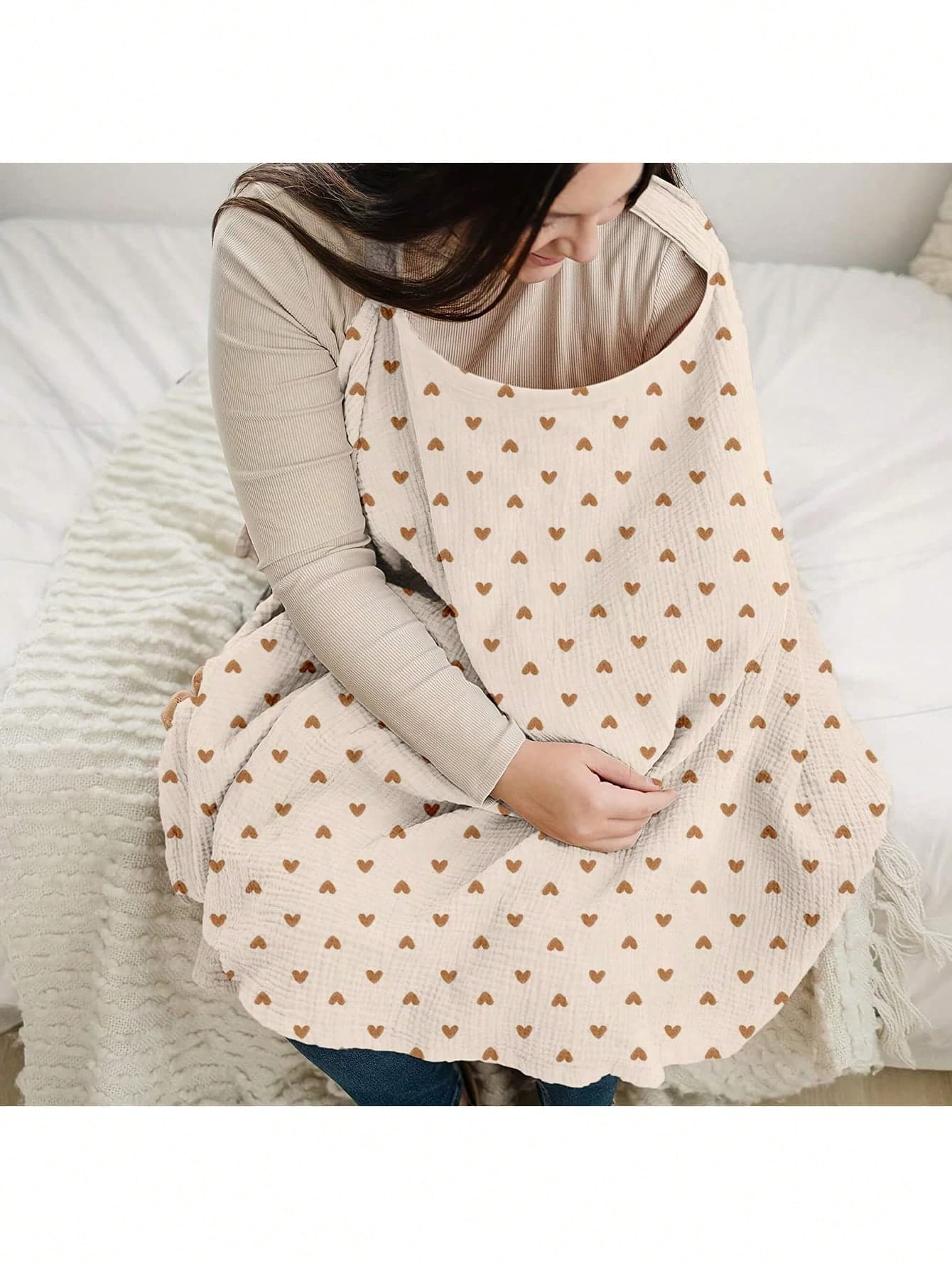 1pc Nursing Cover Scarf, Breathable Breastfeeding Cover Shawl For Outdoor Feeding