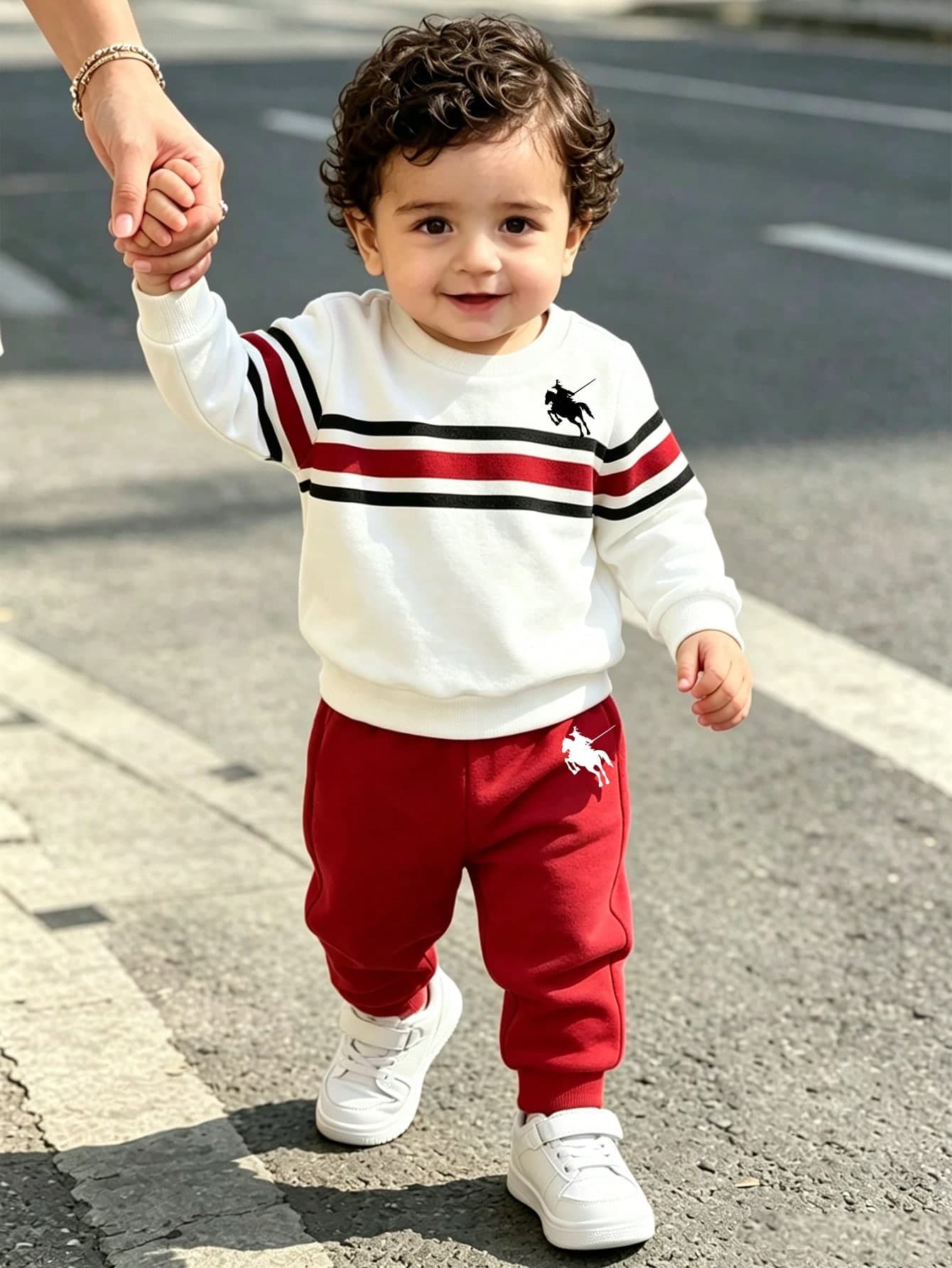 SHEIN Playful Pals 2pcs Baby Boy Sweatshirt And Matching Sweatpants Autumn Outfit Comfortable Matching Family