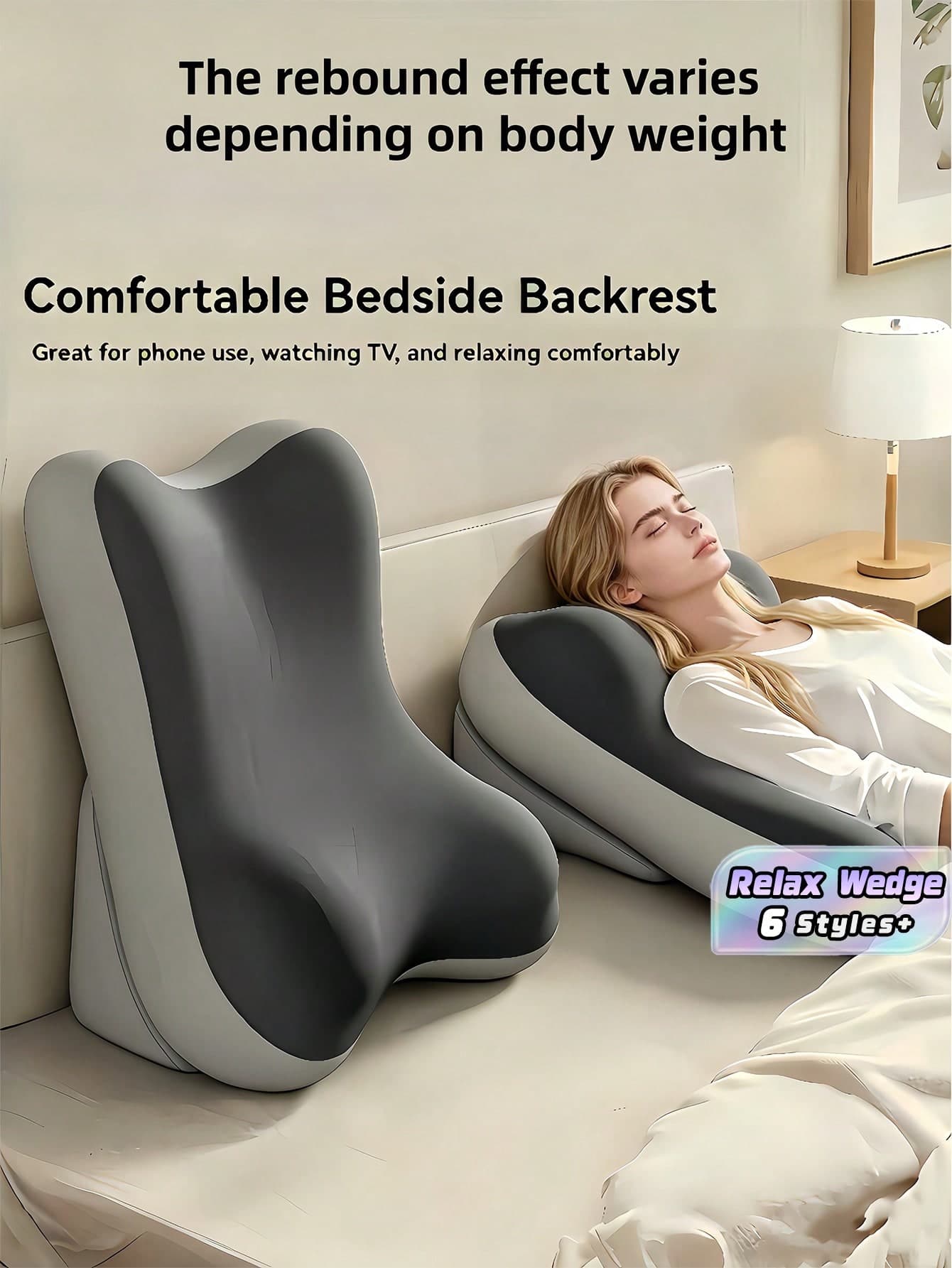 1PC Adjustable Detachable Ergonomic Memory Foam Backrest Pillow Bed Wedge Pillow With Leg Elevation Wedge Inclined Support For Back Support Reading On Bed Sofa Travel Home Bedroom Essential