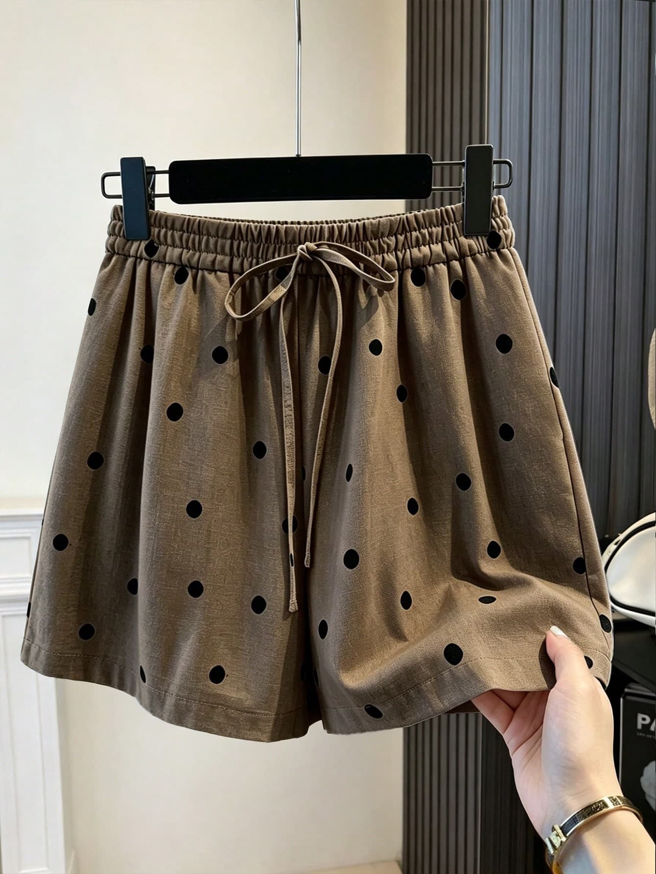 GlowEve CURVE Plus Size Women's Polka Dot Loose Casual 1950s Vintage Woven Daily Sweet Beach Holiday Lazy Relaxed Vintage Korean Style Commute Shorts Summer